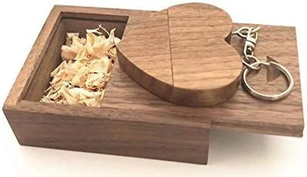 Alt view image 2 of 3 - High Speed USB 3.0 Flash Drive Memory Stick 16GB Heart Shaped Data Storage Pendrive Thumb Disk with Wooden Box (Pack of 10)