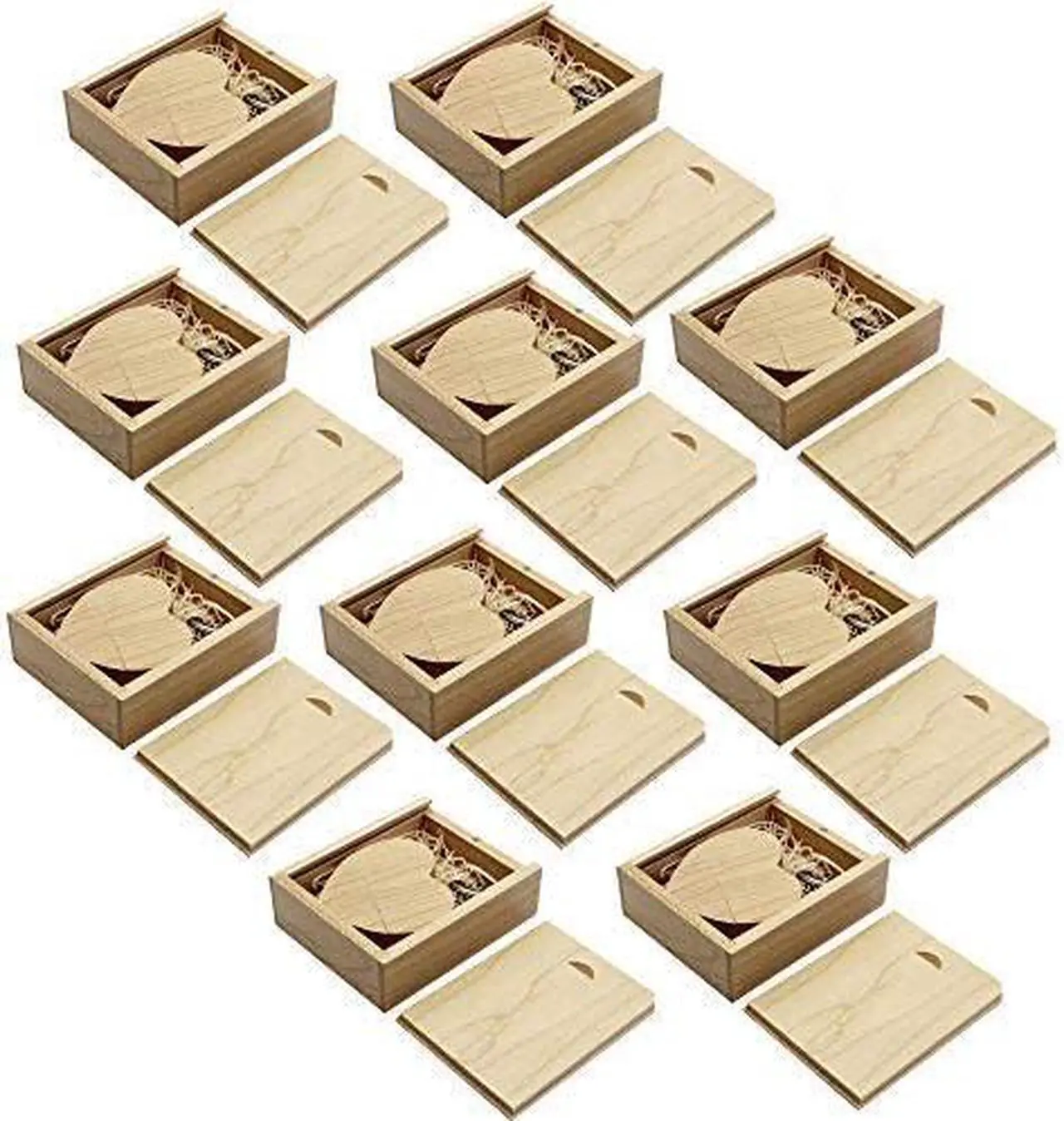 Main image of 10 PCS USB 3.0 Memory Sticks 32GB Wooden Heart USB 3.0 Flash Drive with 10 PCS Wooden Cases Gift Box in Bulk