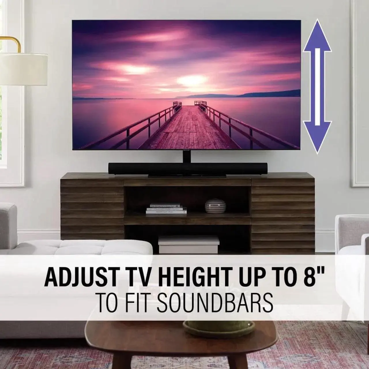 Alt view image 3 of 7 - Sanus VSTV2 Swivel Stand for 40"-86" TVs with 8" Height Adjustment (2023)