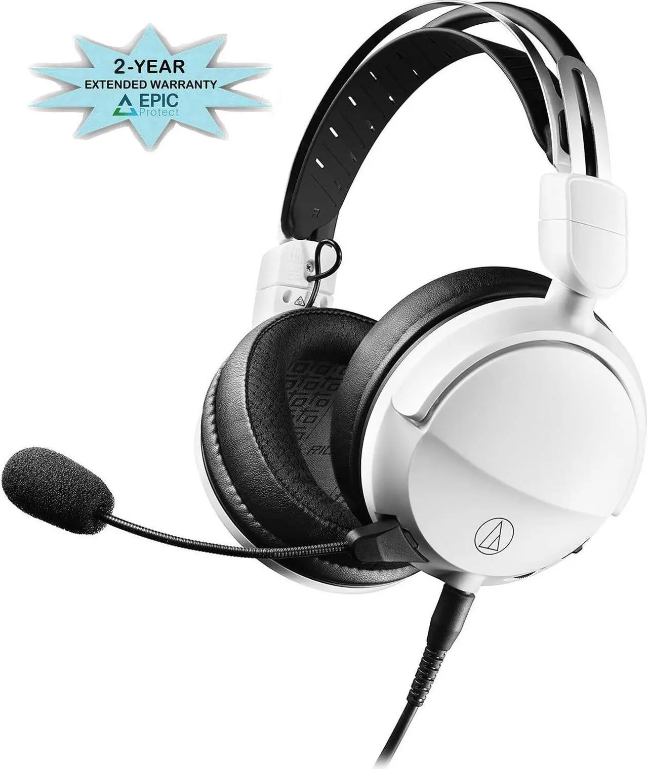 Main image of Audio Technica ATH-GL3WH Closed-Back Wired Gaming Headset - White/Black with an Additional 2 Year Coverage by Epic Protect (2022)