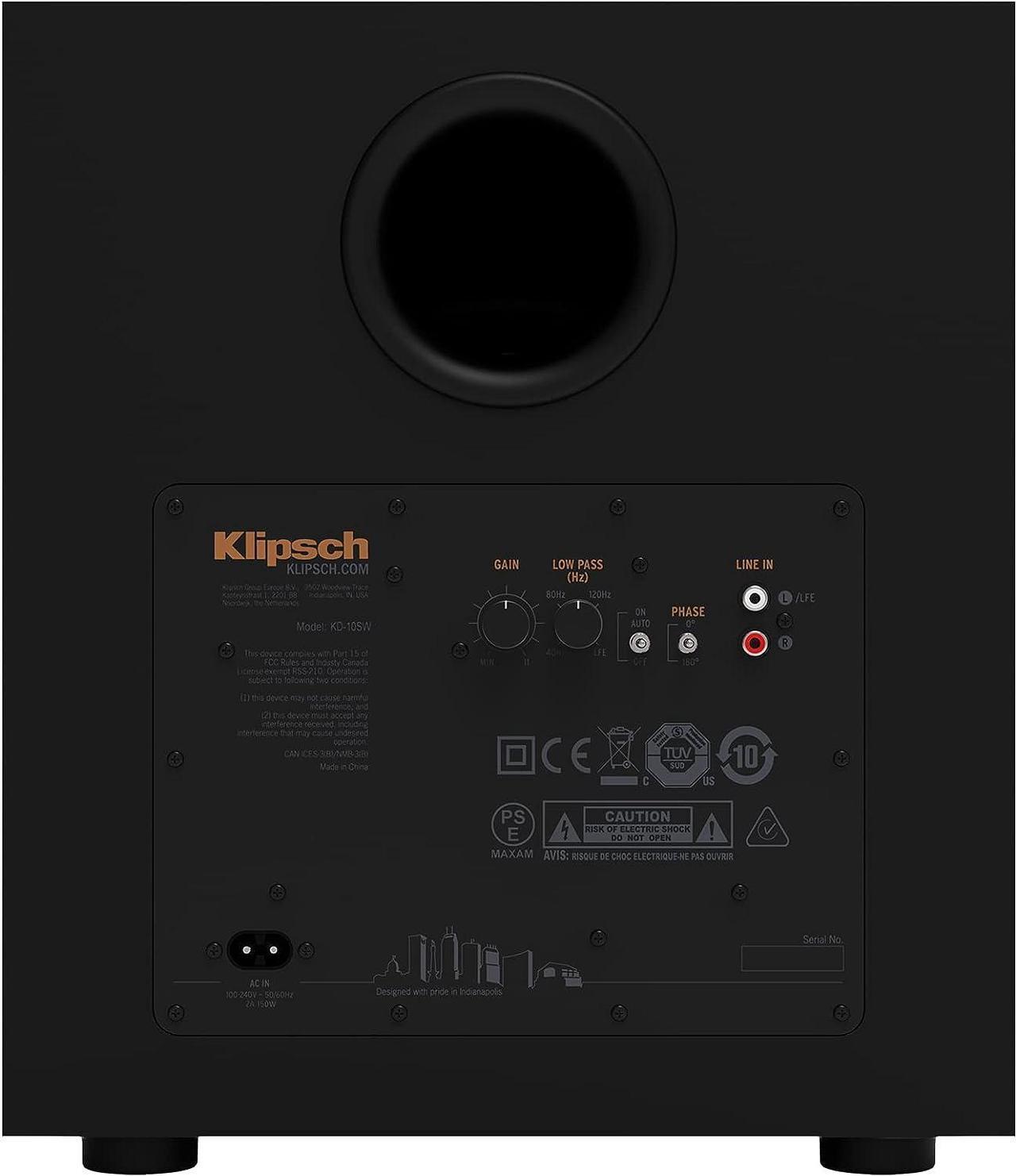Alt view image 4 of 5 - Klipsch KD-10SW 10" Front Firing KD Series Sub with Built-In Digital Amp (2021)