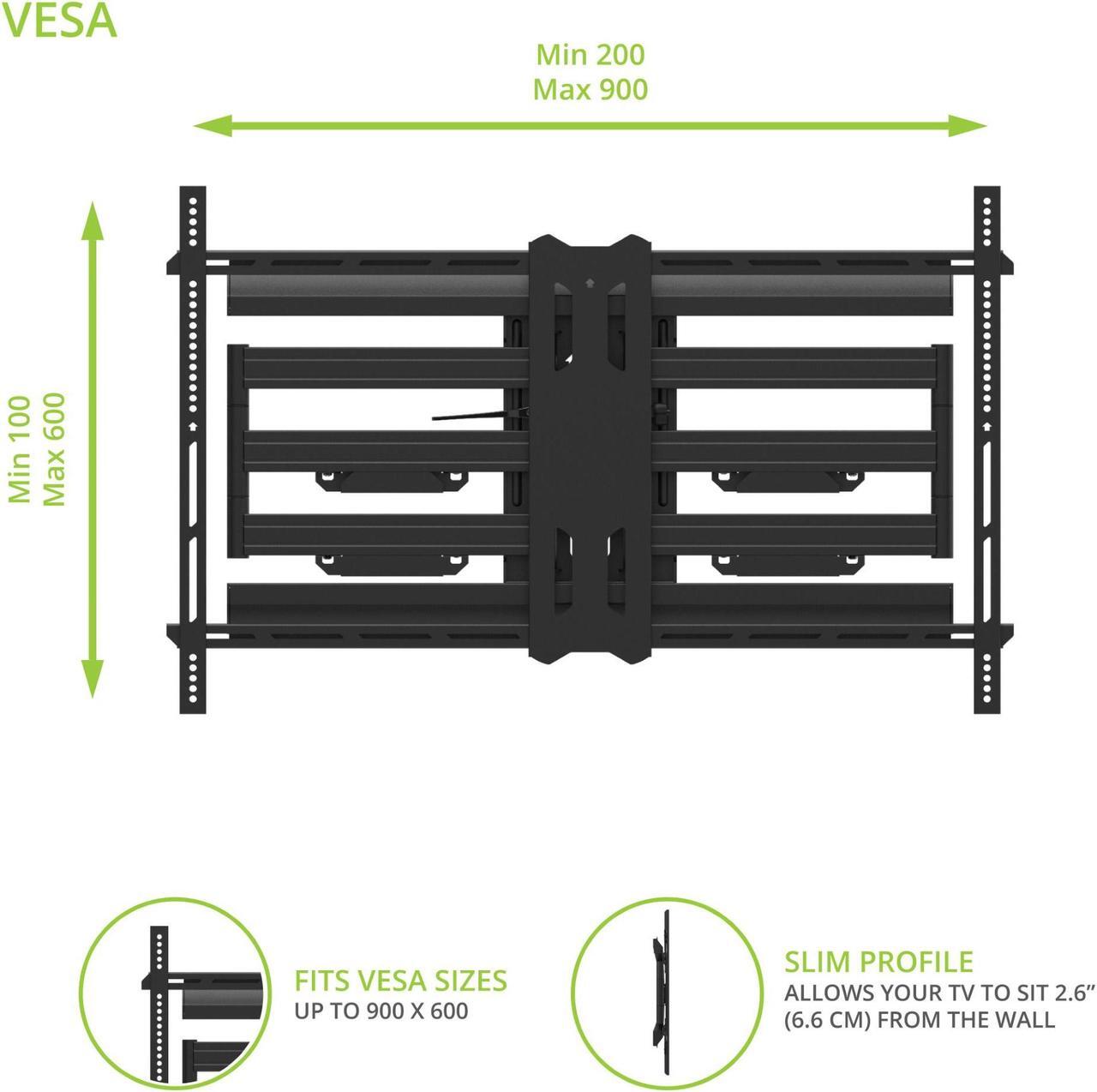 Alt view image 6 of 8 - Kanto PMX800 Full Motion Dual Stud Mount for 55" - 120" TVs (2024)