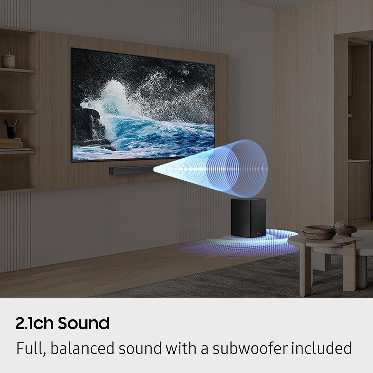 Alt view image 6 of 7 - Samsung QN75Q80DDFXZA 75 Inch QLED 4K Smart TV with Direct Full Array with a Samsung HW-B550F B-Series Soundbar 2.1 Ch and Subwoofer (2025)