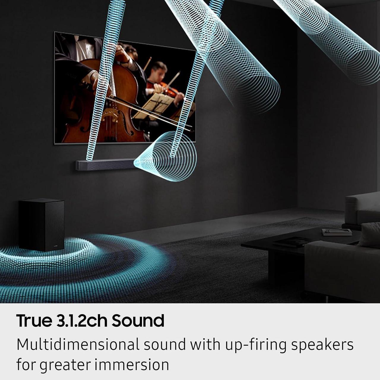Alt view image 6 of 7 - Samsung QN75Q80DDFXZA 75 Inch QLED 4K Smart TV with Direct Full Array with a Samsung HW-Q600F Q Series Soundbar 3.1.2 Ch Sound and Subwoofer (2025)