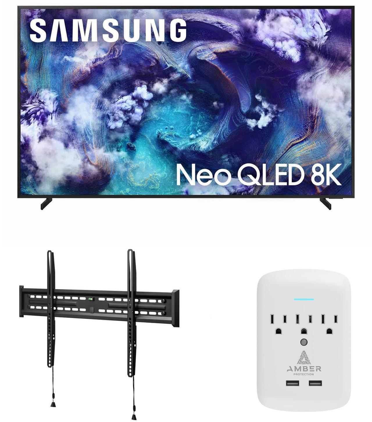 Main image of Samsung QN75QN900FFXZA 75 Inch Neo Quantum HDR 8K Pro QLED Smart TV with a Walts TV FIXED-MOUNT-43-90 TV Mount for 43"-98" TVs and Amber Protection 3-OUTLET-SURGE Surge Protector (2025)