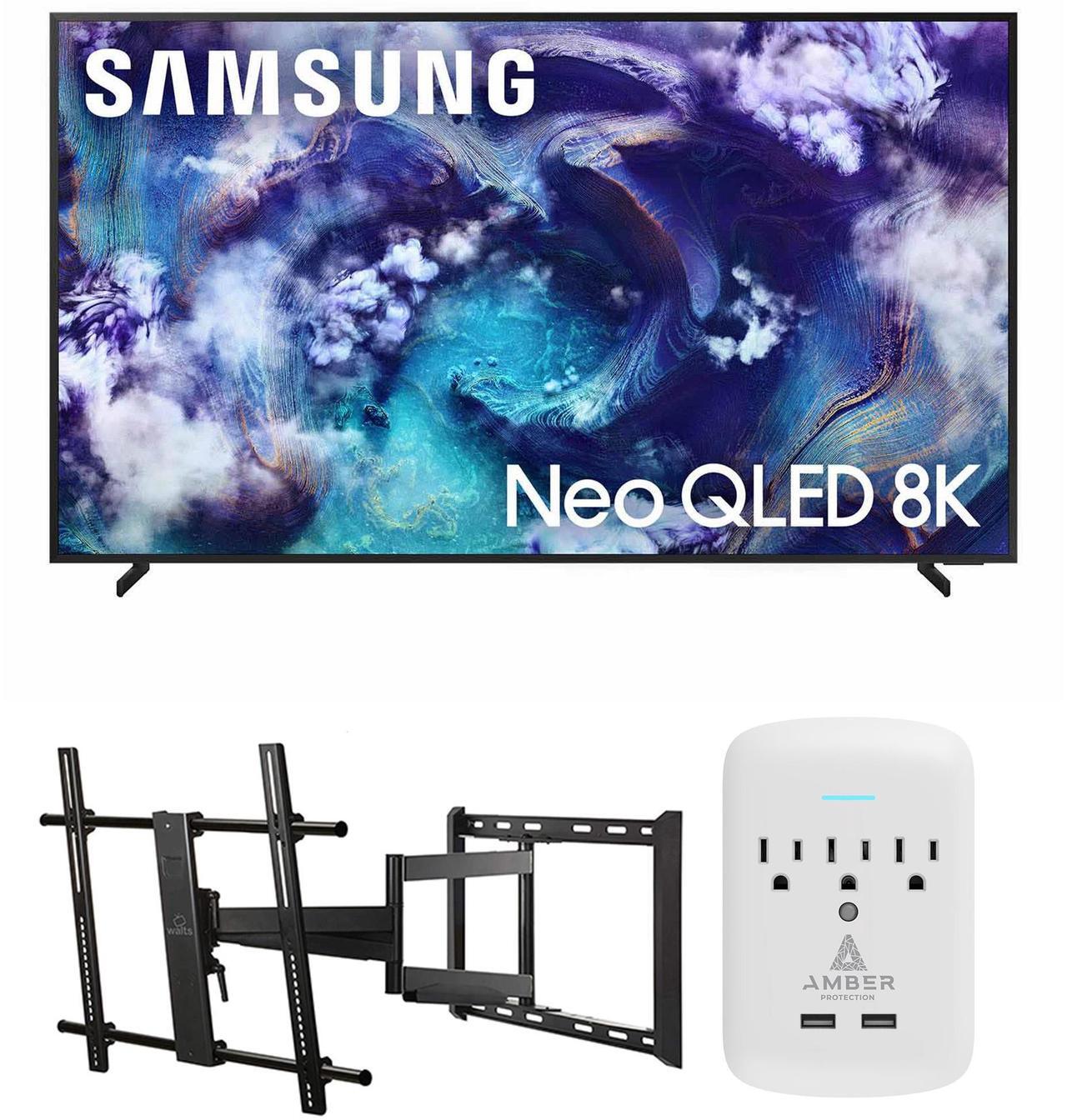 Main image of Samsung QN75QN900FFXZA 75 Inch Neo Quantum HDR 8K Pro QLED Smart TV with a Walts TV Large/Extra Large Full Motion Mount for 43"-90" TVs and Amber Protection 3-OUTLET-SURGE Surge Protector (2025)