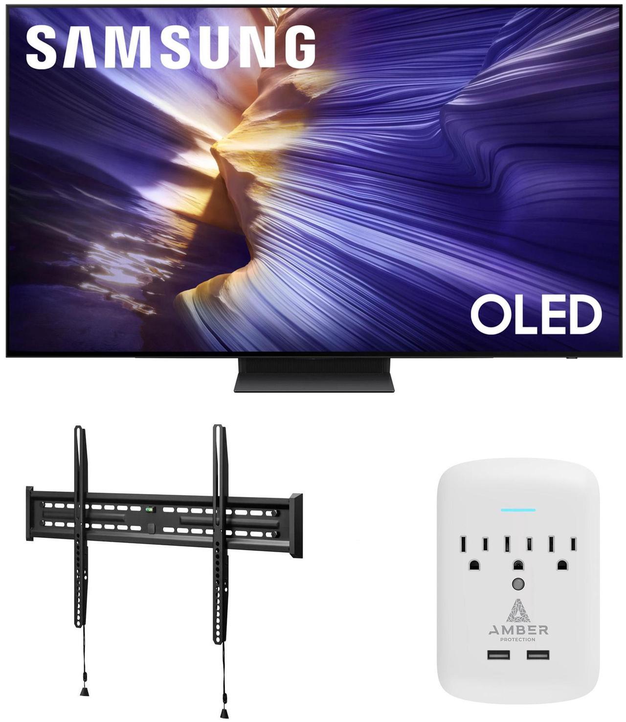 Main image of Samsung QN77S90FAFXZA 77 Inch 4K OLED Smart TV with a Walts FIXED-MOUNT-43-90 TV Mount for 43"-98" TVs and Amber Protection 3-OUTLET-SURGE Surge Protector (2025)