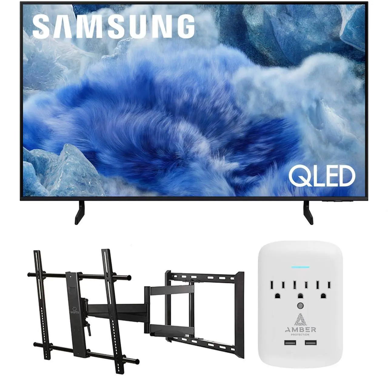 Main image of Samsung QN43Q8FAAFXZA 43 Inch Class QLED Q8F 4K Vision AI Smart TV with a Walts Large/Extra Large Full Motion Mount for 43"-90" TVs and Amber Protection 3-OUTLET-SURGE Surge Protector (2025)