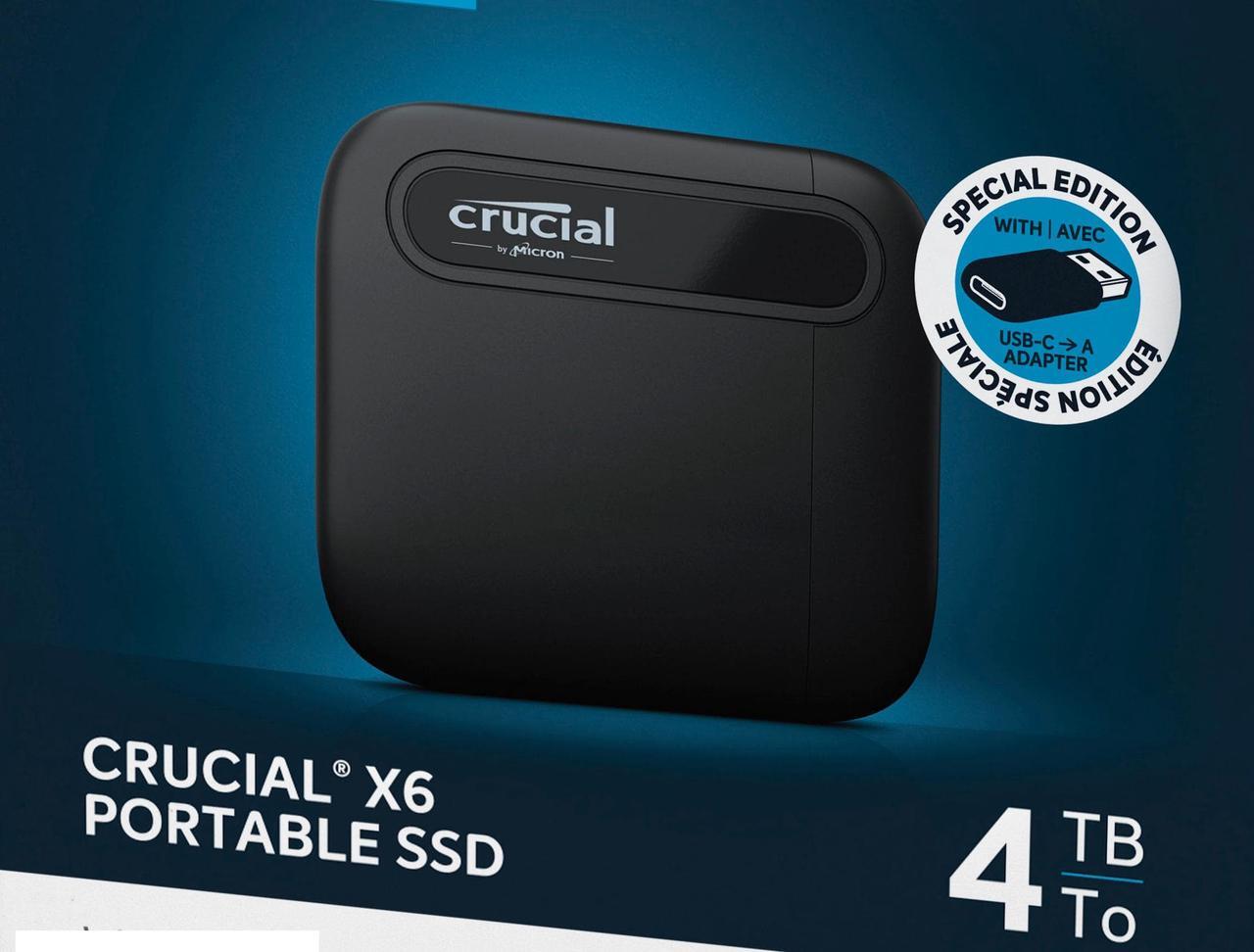 Main image of Crucial  X6 SE 4TB External USB-C/USB-A Portable SSD CT4000X6SSD9SE