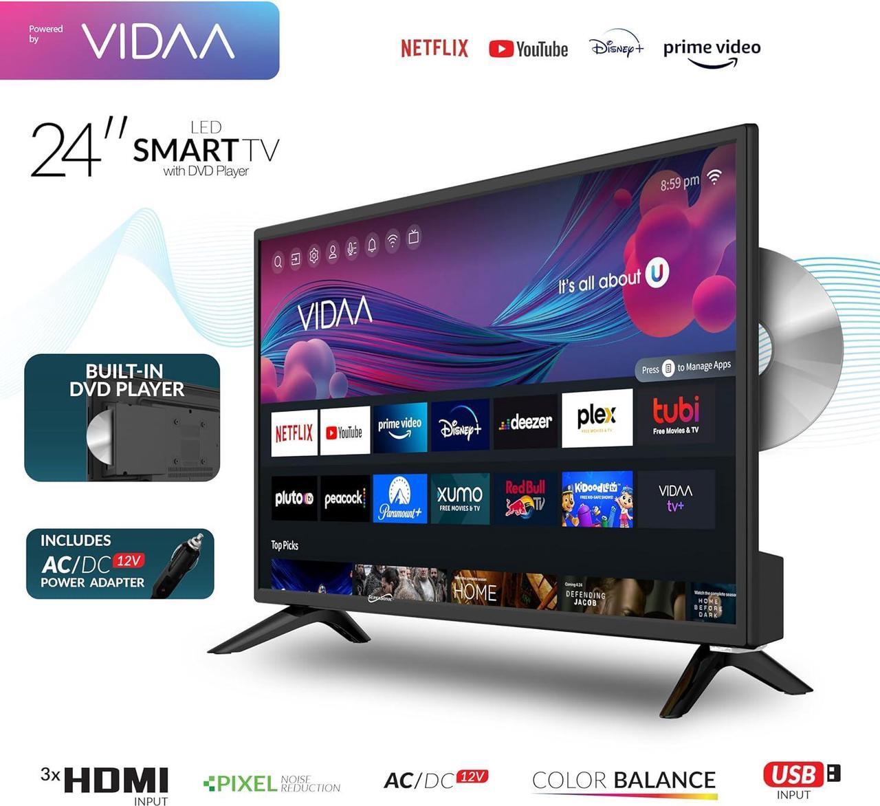 Alt view image 3 of 15 - Supersonic 24" LED Smart HDTV w DVD Player, AC/DC Compatible with Car Cord, 1080p, WiFi, SC-2426SDVD