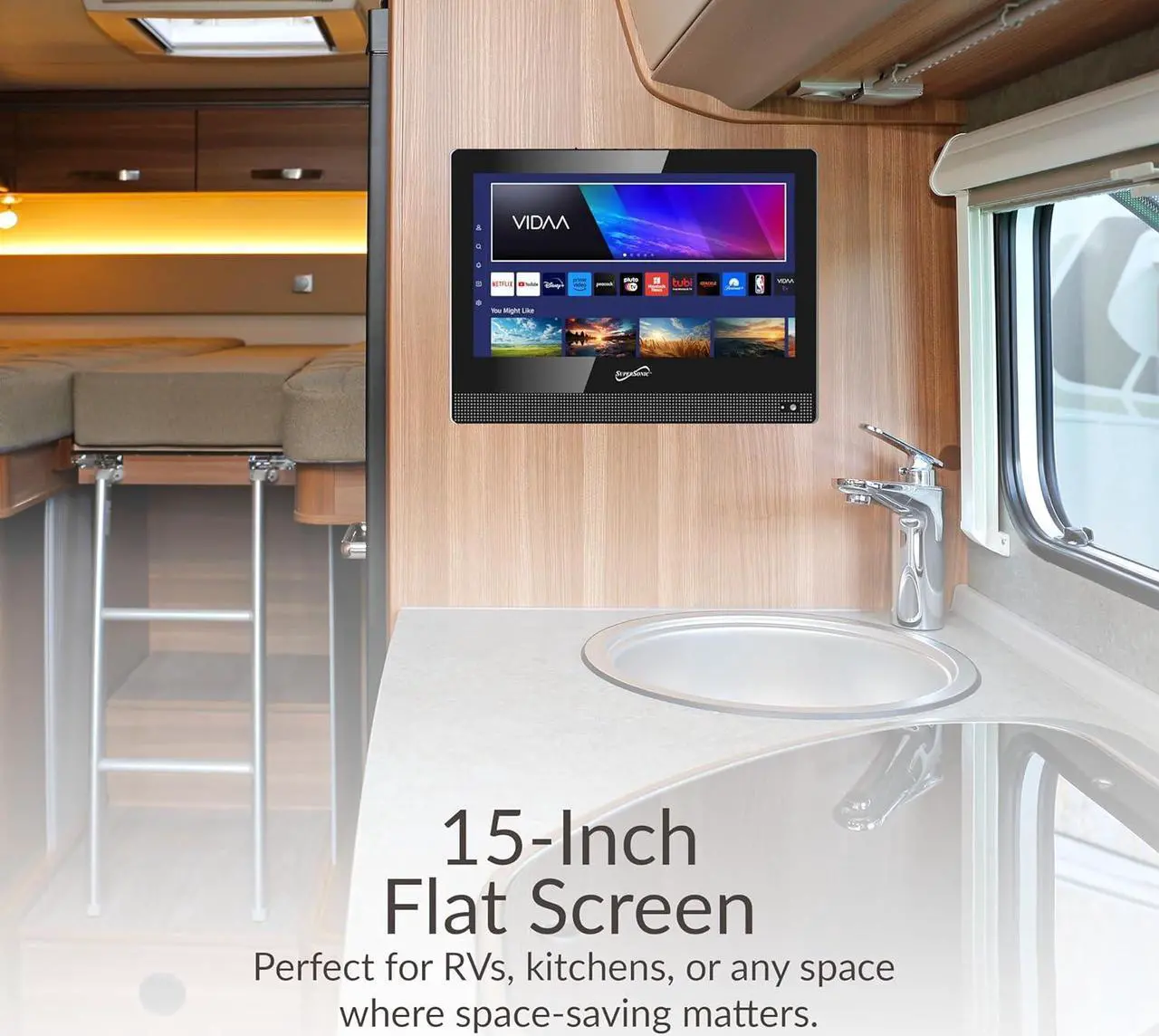 Alt view image 6 of 15 - Supersonic SC-1520VTV 15.6 inch Smart AC/DC LED TV 1080p, WiFi, Built-in Speakers 3X HDMI Remote Control