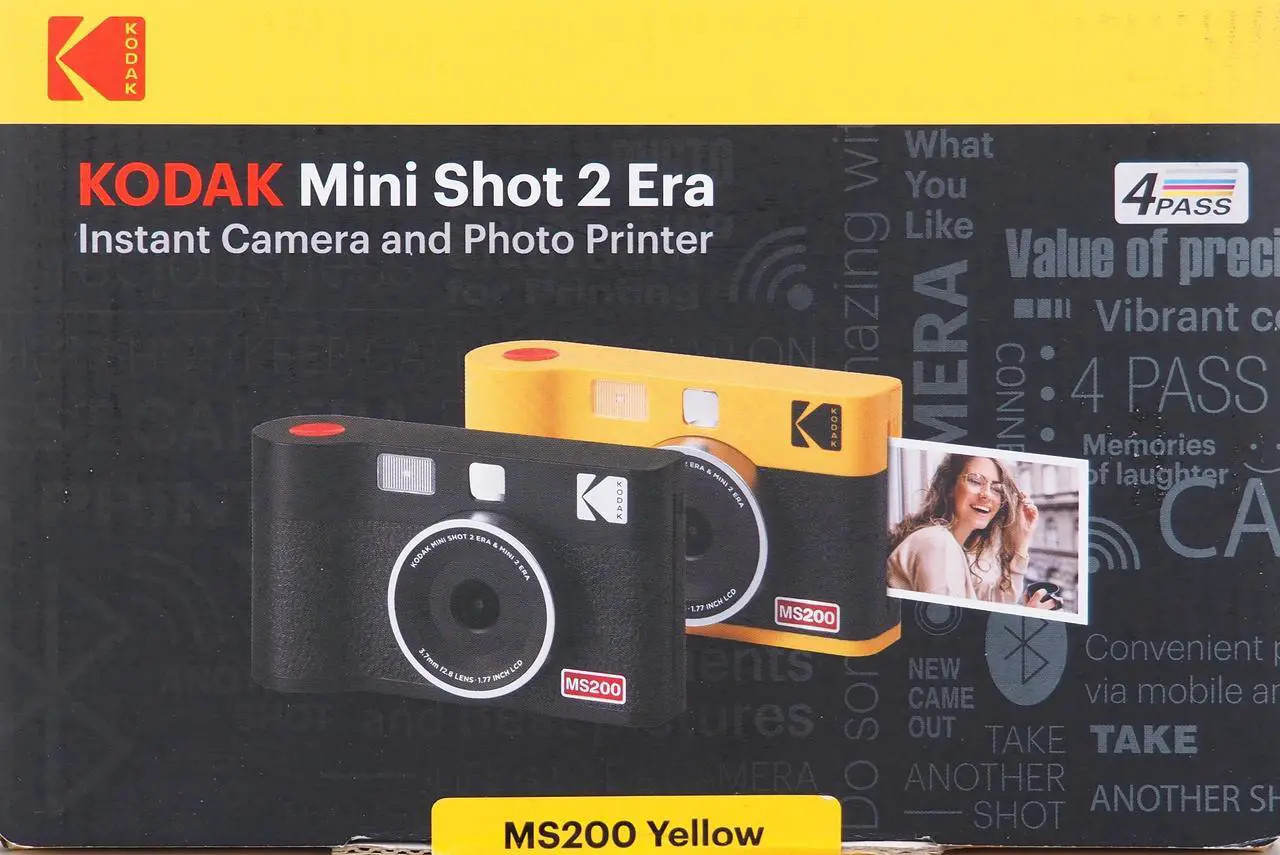 Alt view image 2 of 9 - KODAK Mini Shot 2 ERA 4PASS 2-in-1 Instant Camera and Photo Printer (Yellow, Camera + 8 Sheets) MS200 Yellow