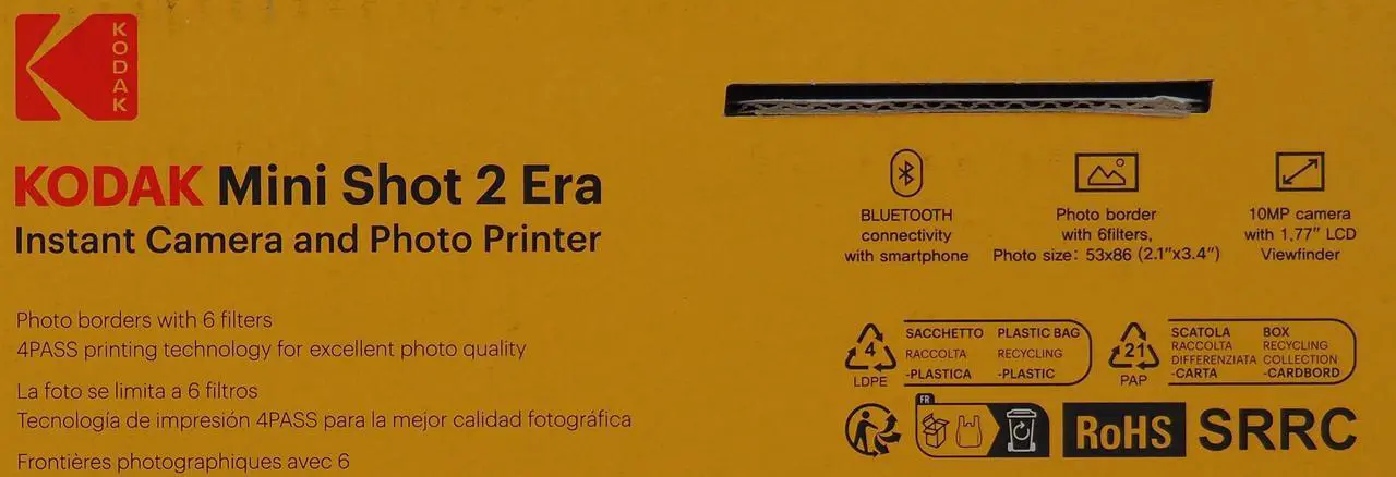 Alt view image 4 of 9 - KODAK Mini Shot 2 ERA 4PASS 2-in-1 Instant Camera and Photo Printer (Yellow, Camera + 8 Sheets) MS200 Yellow