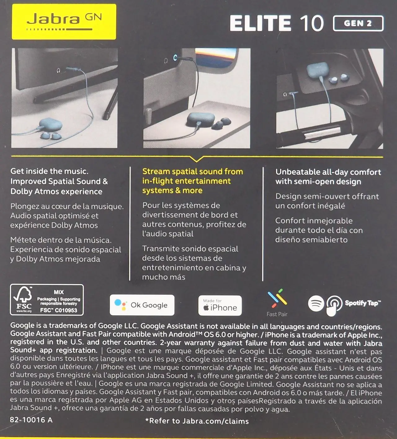 Alt view image 4 of 9 - Jabra Elite 10 Gen 2 Dolby Atmos Noise Cancelling Wireless In-ear Headphones with Smart Case 100-99282904-99 Denim