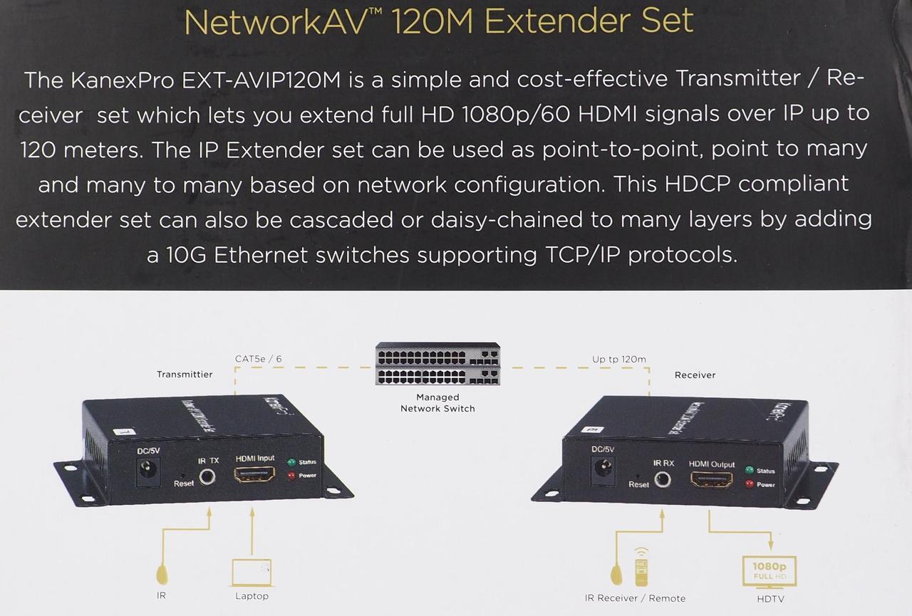 Alt view image 3 of 14 - KanexPro NetworkAV HDMI over IP Extender Transmitter/Receiver Set EXT-AVIP120M