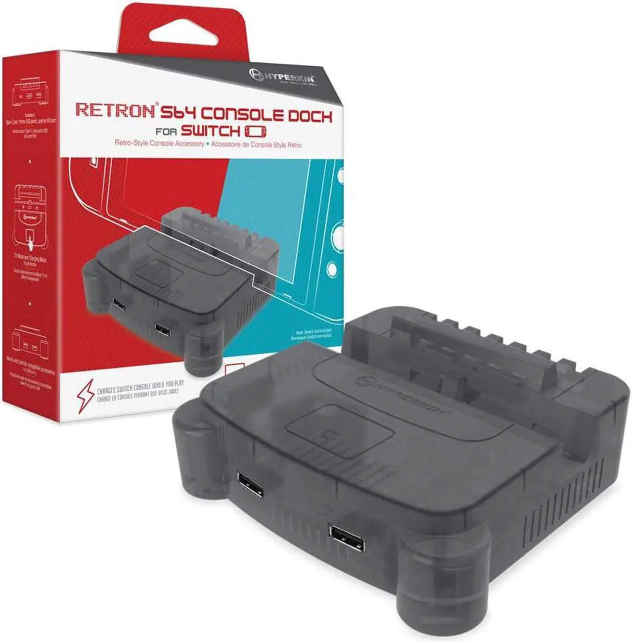 Alt view image 4 of 12 - Hyperkin RetroN S64 Console Dock for Switch (Smoke Gray) - Nintendo Switch
