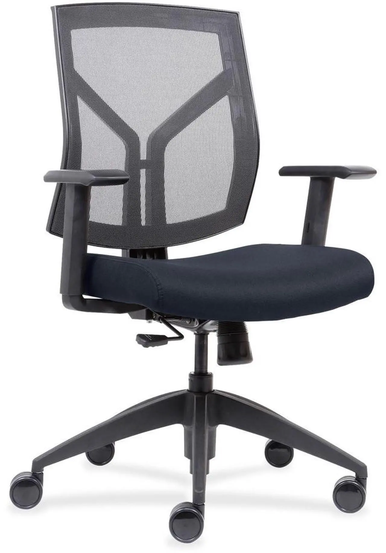 Alt view image 4 of 9 - Lorell 83111A204 Mid-Back Chairs wth Mesh Back & Fabric Seat - Dark Blue