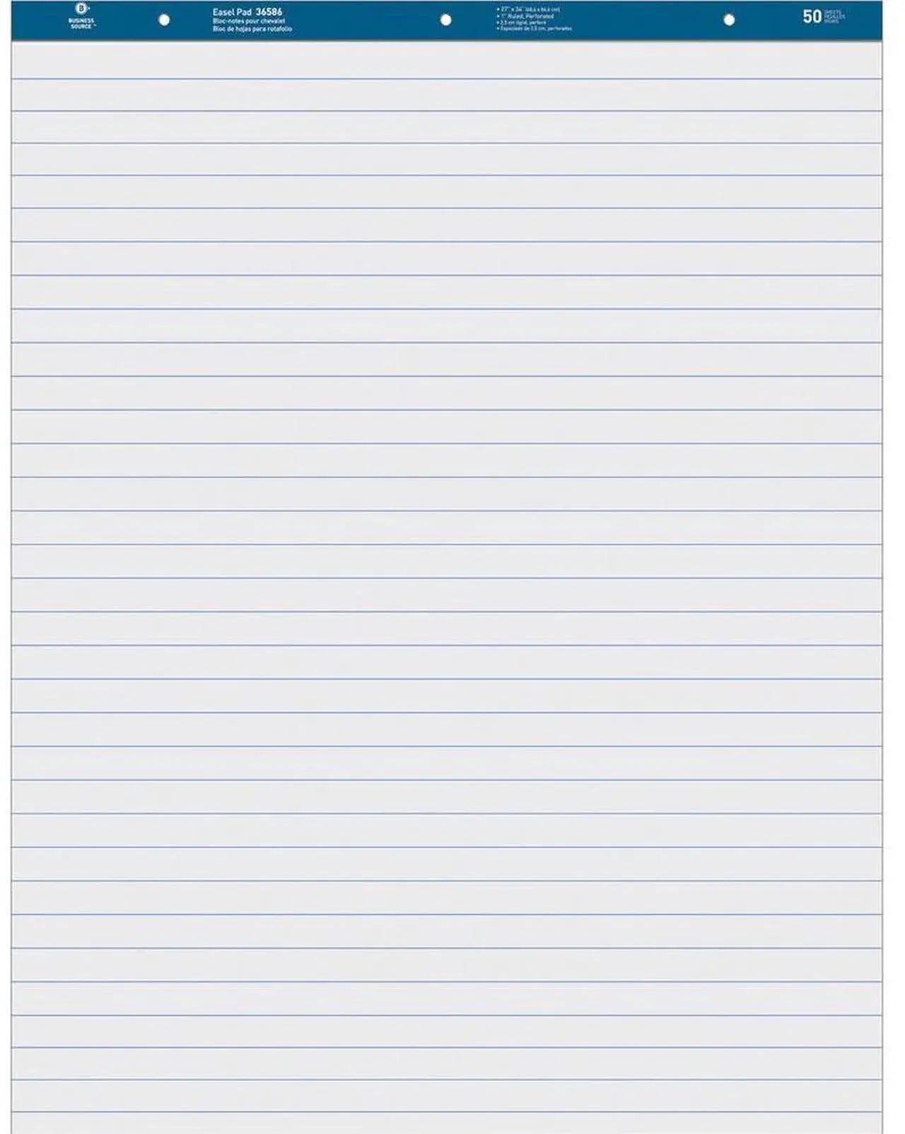 Alt view image 7 of 8 - Business Source Easel Pad Ruled 50 Sheets 27"x34" 4/CT White 36586