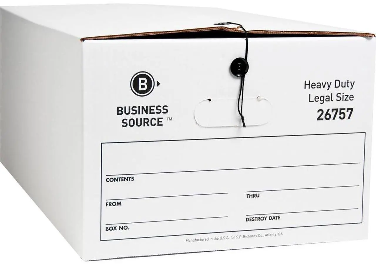 Alt view image 4 of 6 - Business Source Storage Box Legal 700 lbs 15"x24"x10" 12/CT White 26757