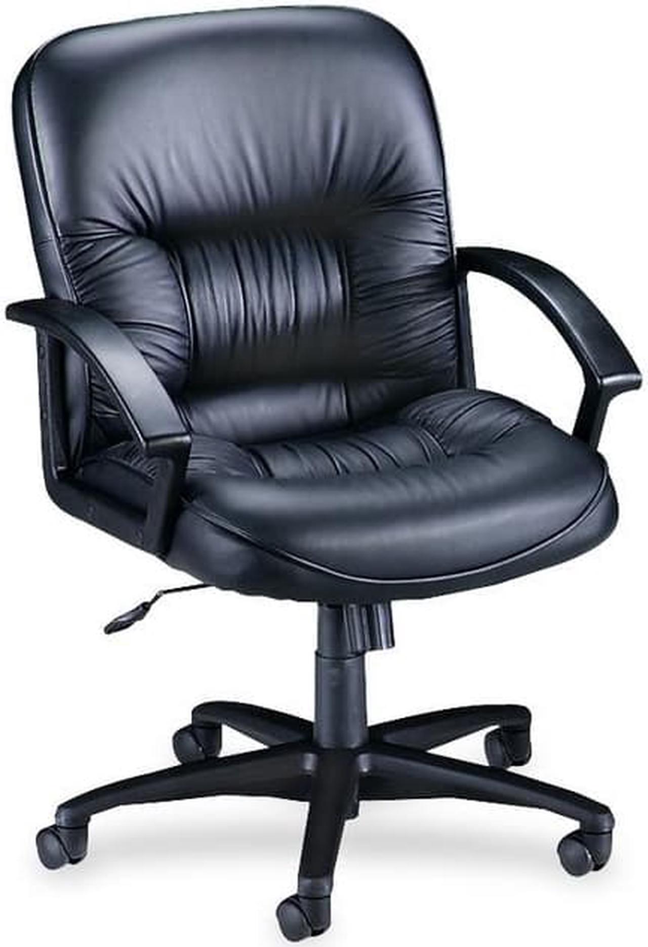 Alt view image 4 of 8 - Lorell Managerial Mid-Back Chair 25-3/4"x29"x38-1/2"-42" Black Lthr 60115