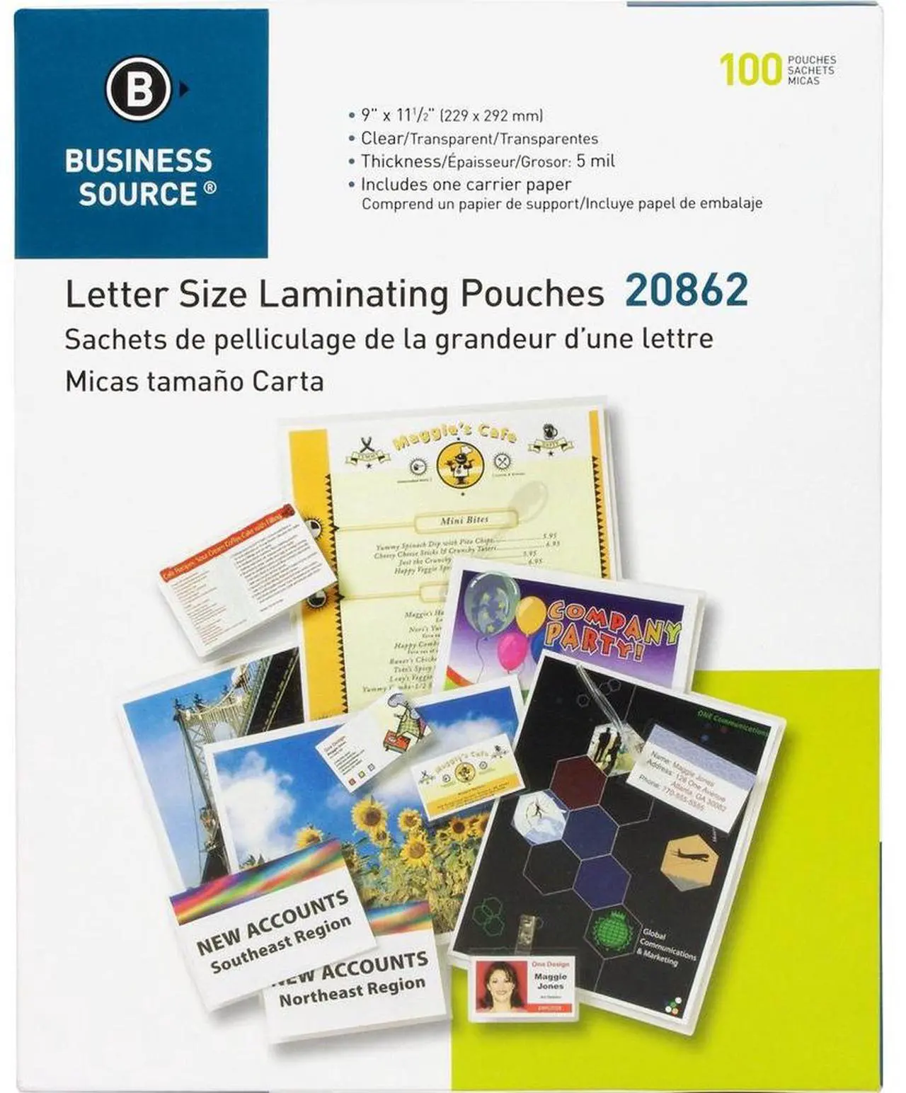 Alt view image 3 of 4 - Business Source Laminating Pouch Ltr 5Mil 9"x11-1/2" 100/BX Clear 20862