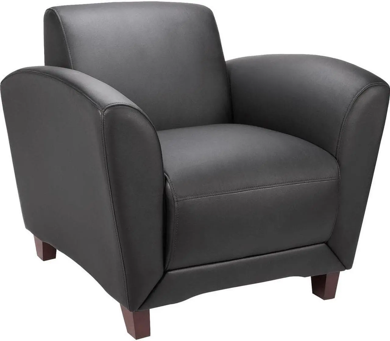Alt view image 4 of 8 - Lorell Reception Chair Bonded 36"x34-1/2"x31-1/4" Black Leather 68952