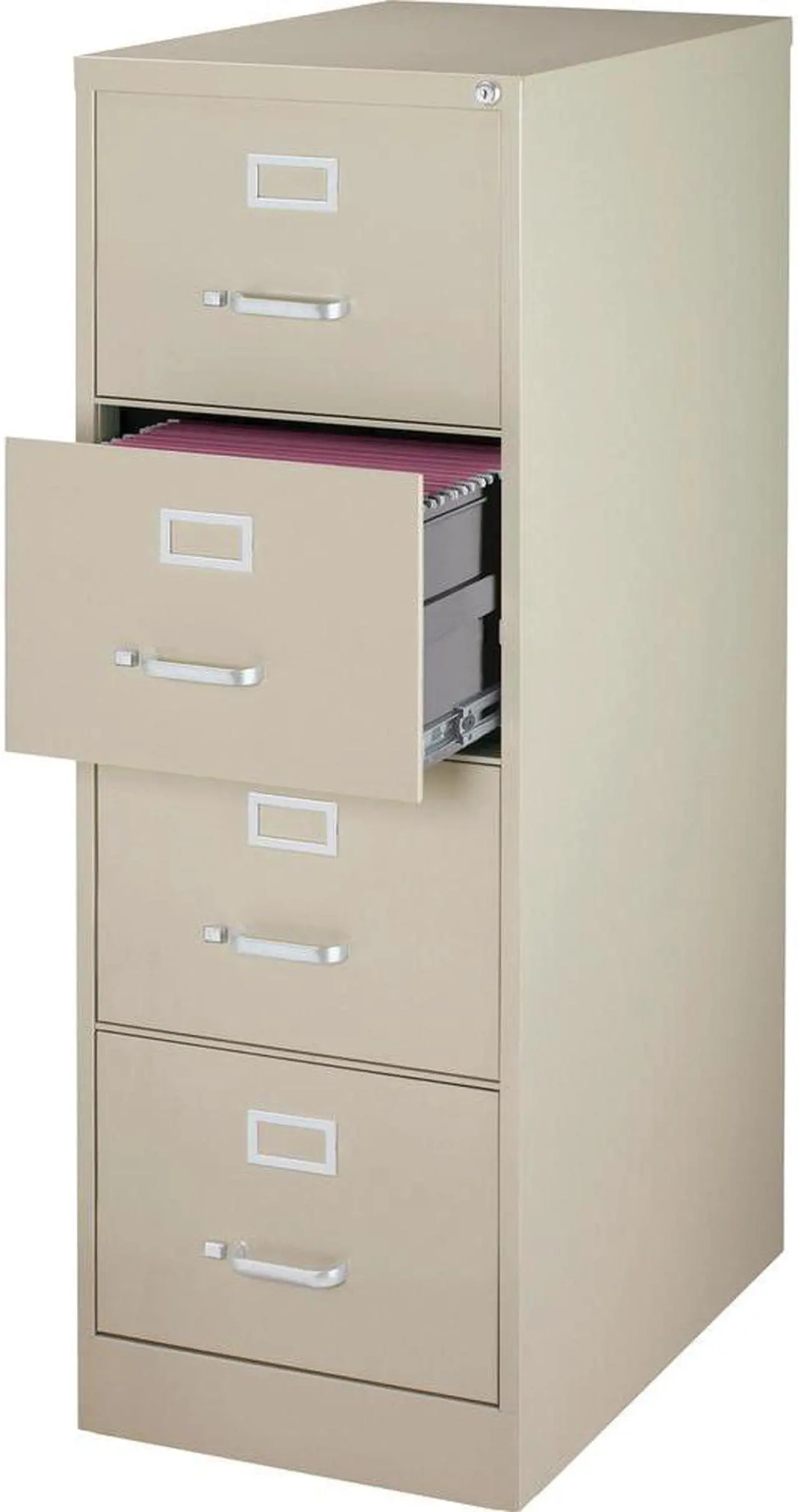 Alt view image 4 of 6 - Lorell Vertical File 4-Drawer Legal 18"x26-1/2"x52" Putty 60197
