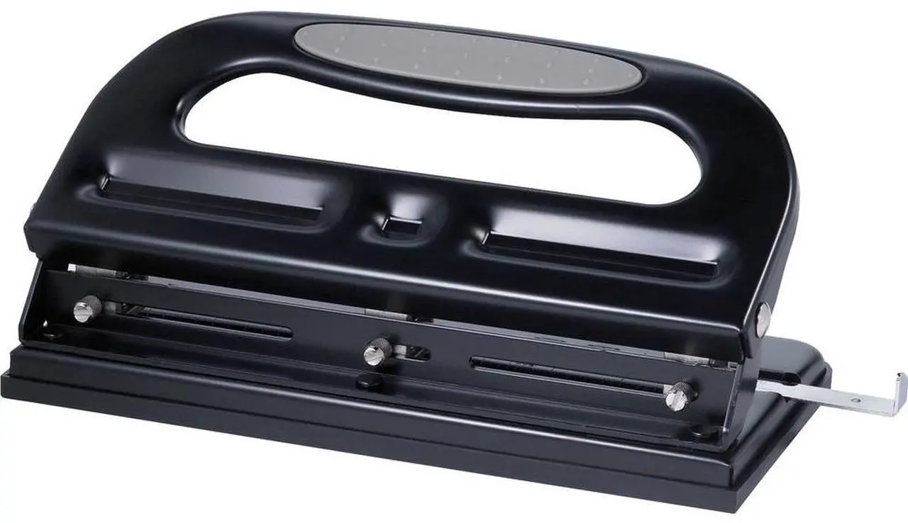 Alt view image 3 of 6 - Business Source 3-Hole Punch Heavy-Duty Adjustable 9/32" 40 Sht Cap BK 62897