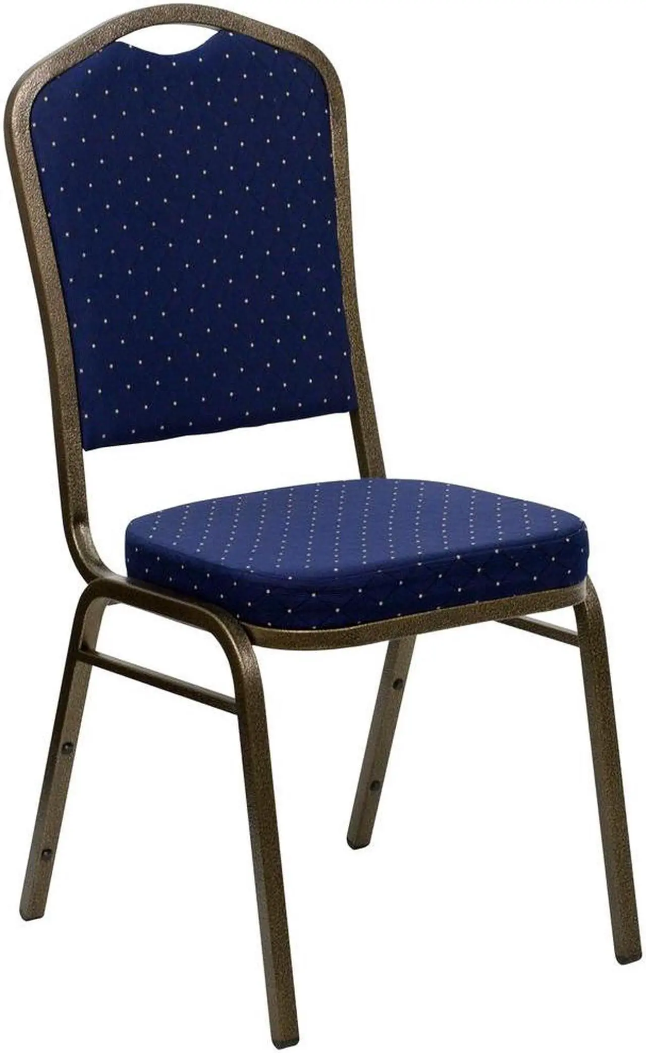 Alt view image 5 of 20 - HERCULES Series Crown Back Stacking Banquet Chair in Navy Blue Dot Patterned Fabric - Gold Vein Frame