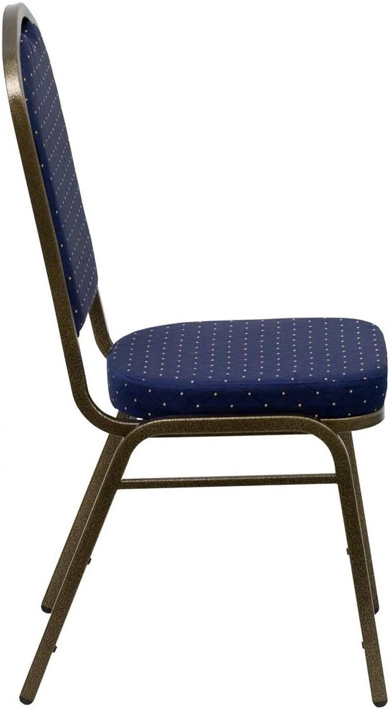 Alt view image 6 of 20 - HERCULES Series Crown Back Stacking Banquet Chair in Navy Blue Dot Patterned Fabric - Gold Vein Frame