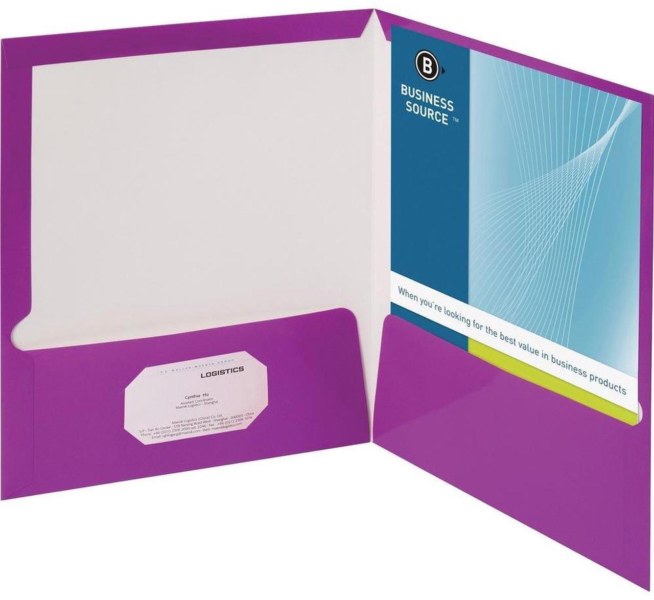 Alt view image 2 of 7 - Business Source Two-Pocket Folders with Business Card Holder