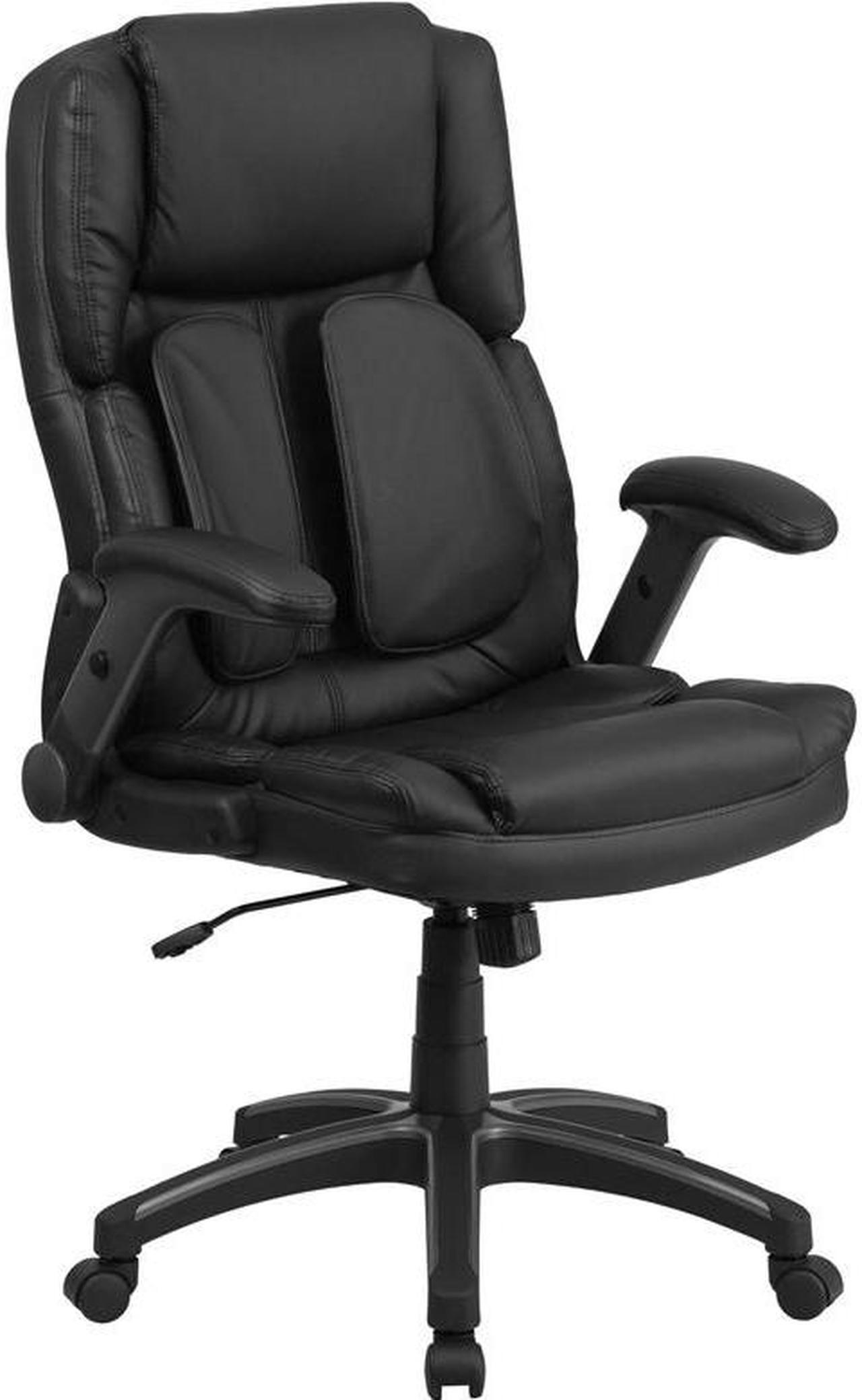 Alt view image 10 of 20 - Extreme Comfort High Back Black LeatherSoft Executive Swivel Ergonomic Office Chair with Flip-Up Arms