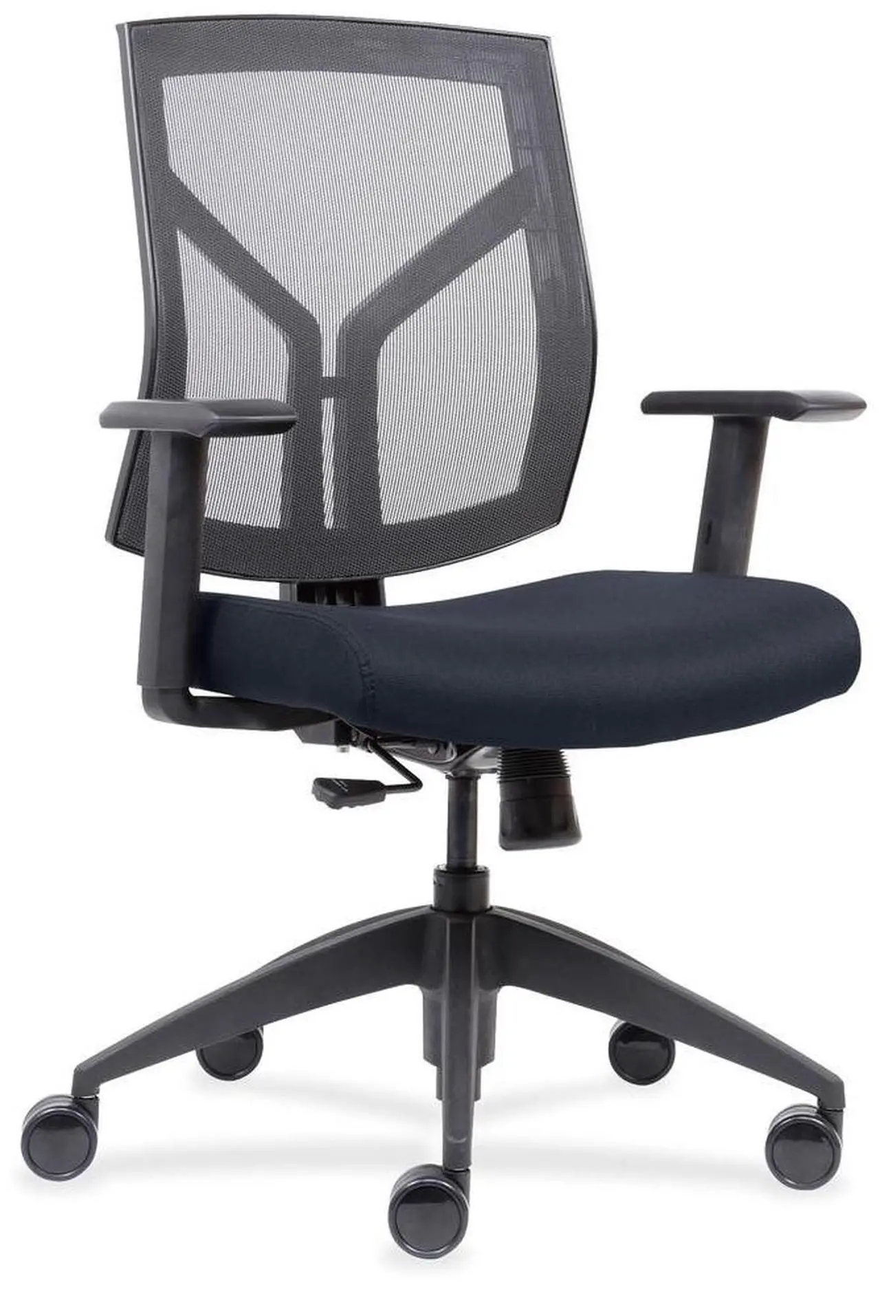 Alt view image 5 of 9 - Lorell 83111A204 Mid-Back Chairs wth Mesh Back & Fabric Seat - Dark Blue