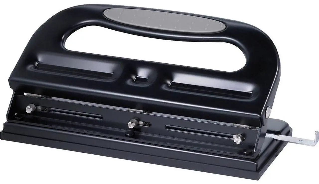 Alt view image 2 of 6 - Business Source 3-Hole Punch Heavy-Duty Adjustable 9/32" 40 Sht Cap BK 62897