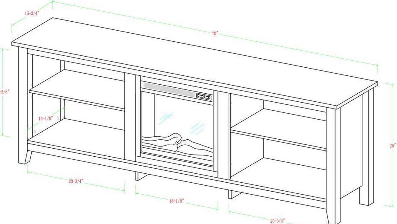 Alt view image 13 of 14 - Walker Edison W70FP18ES 70 x 24 in. Fireplace TV Stand - Espresso