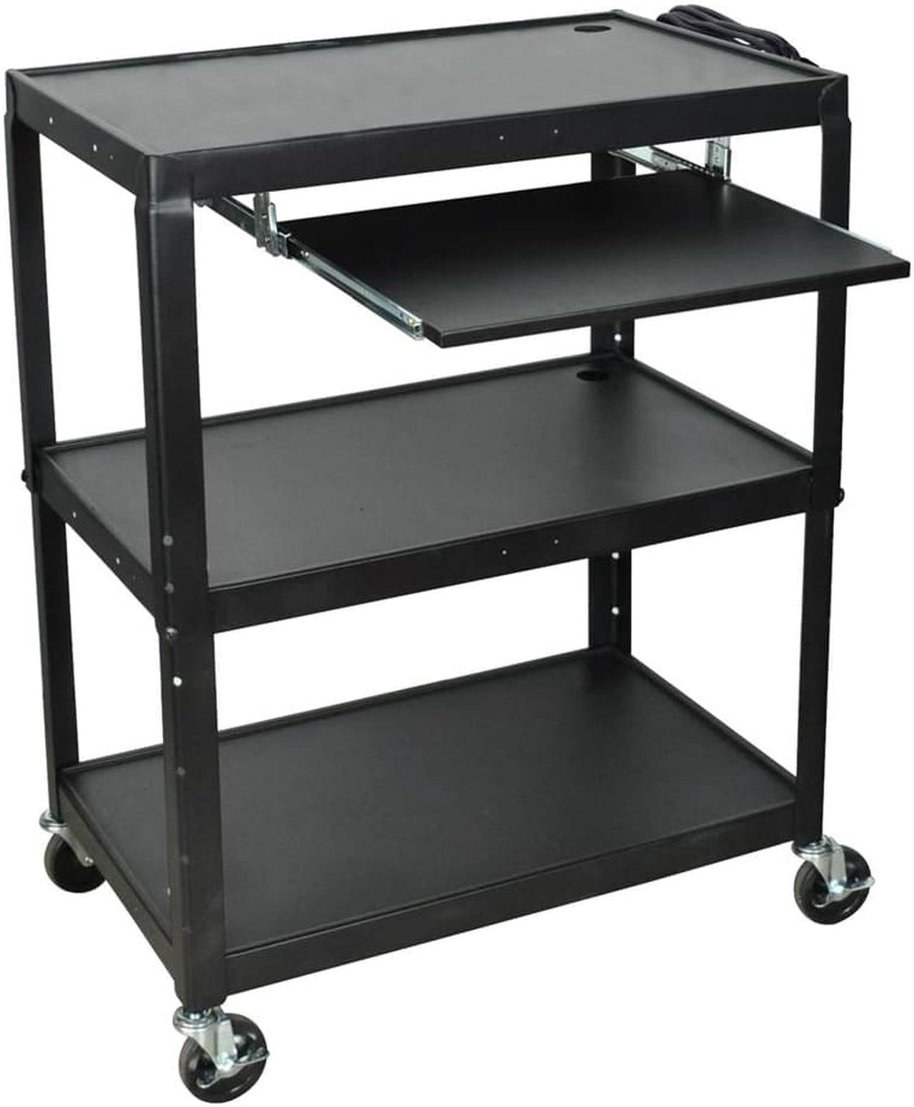 Alt view image 10 of 13 - Luxor Adjustable Steel A/V Cart with Keyboard Shelf