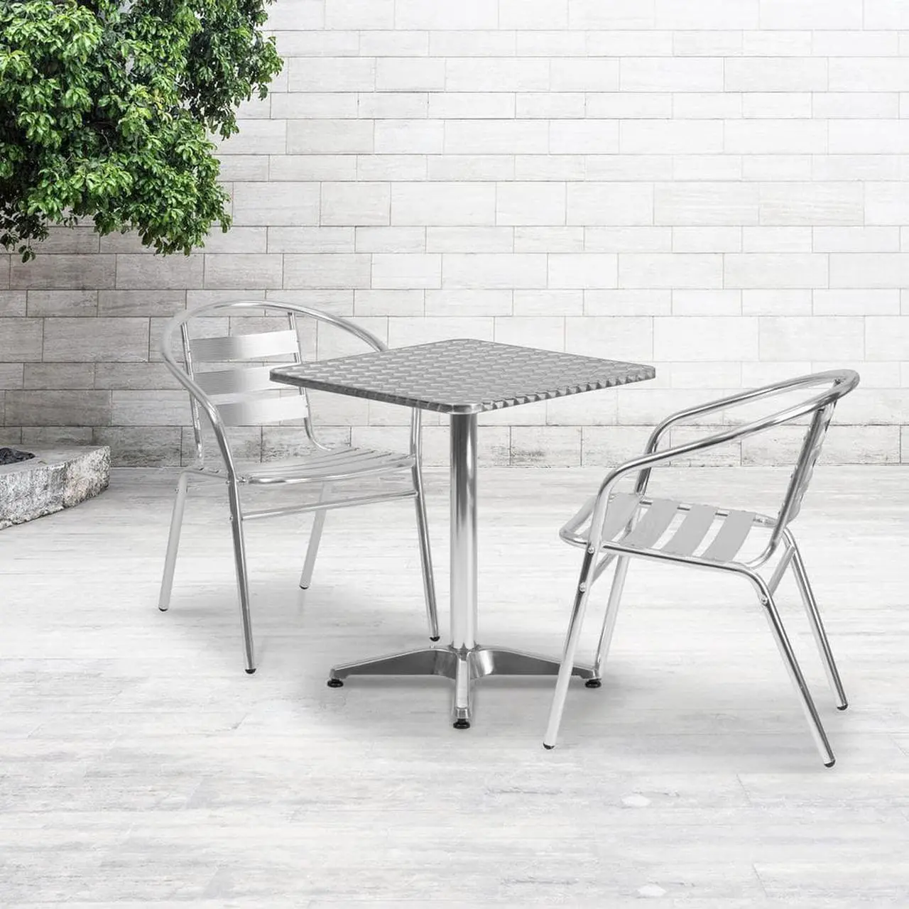 Alt view image 4 of 20 - 23.5'' Square Aluminum Indoor-Outdoor Table with Base