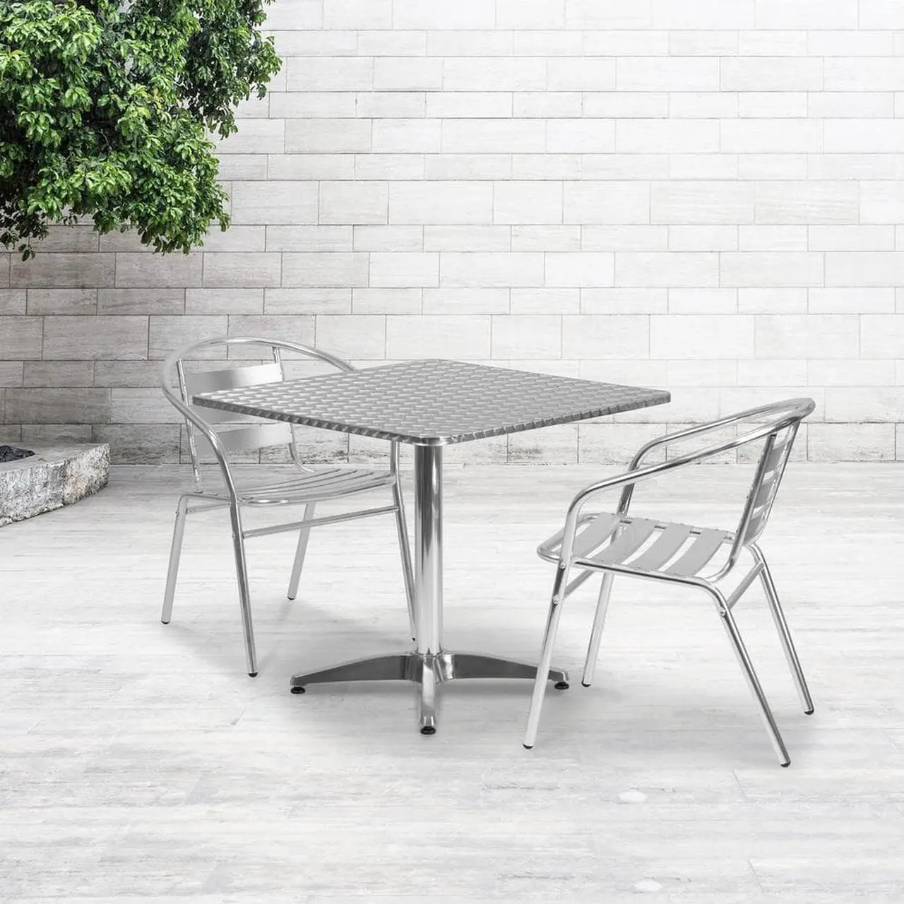 Alt view image 7 of 17 - 31.5'' Square Aluminum Indoor-Outdoor Table with Base