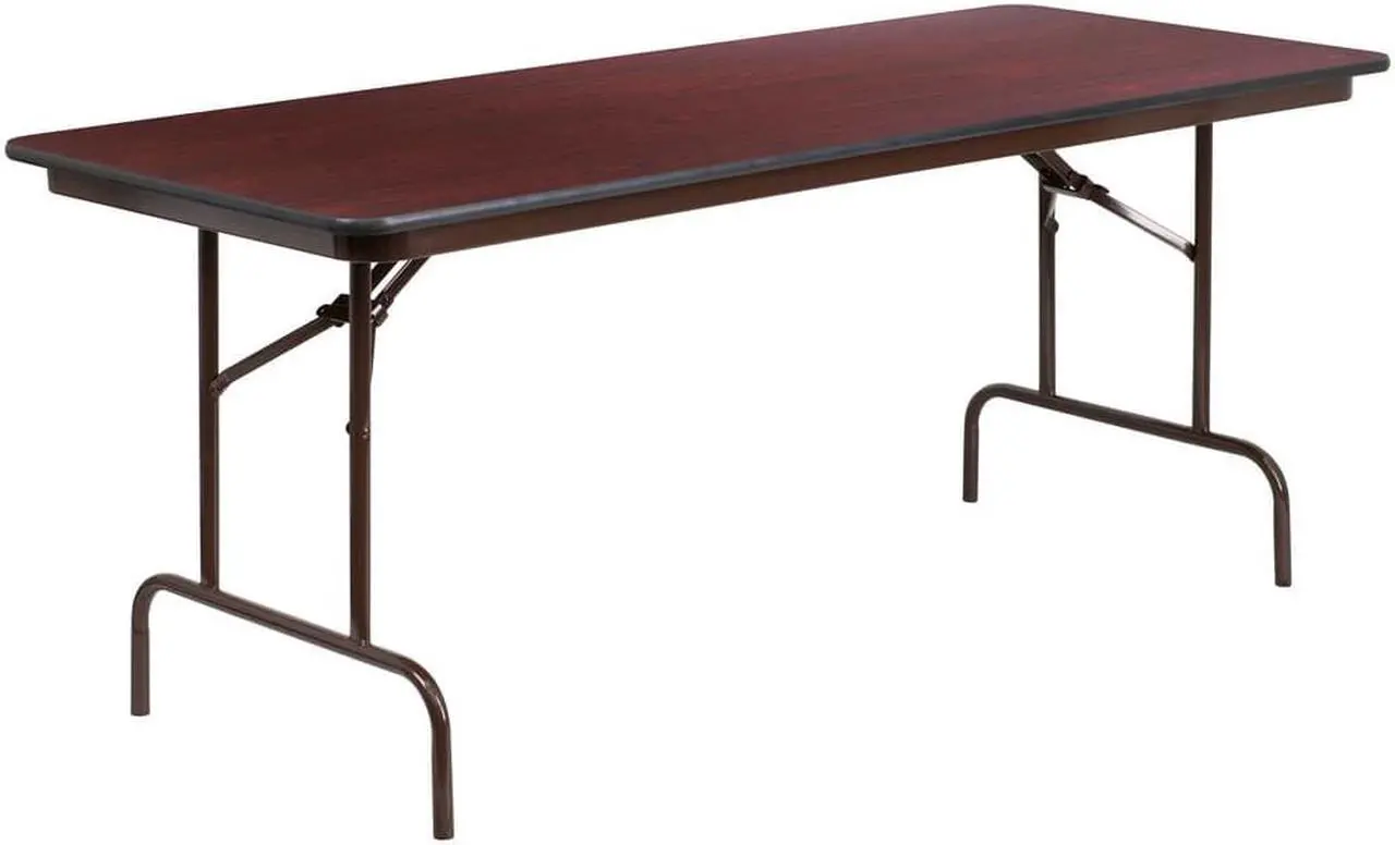 Alt view image 5 of 20 - 6-Foot High Pressure Mahogany Laminate Folding Banquet Table