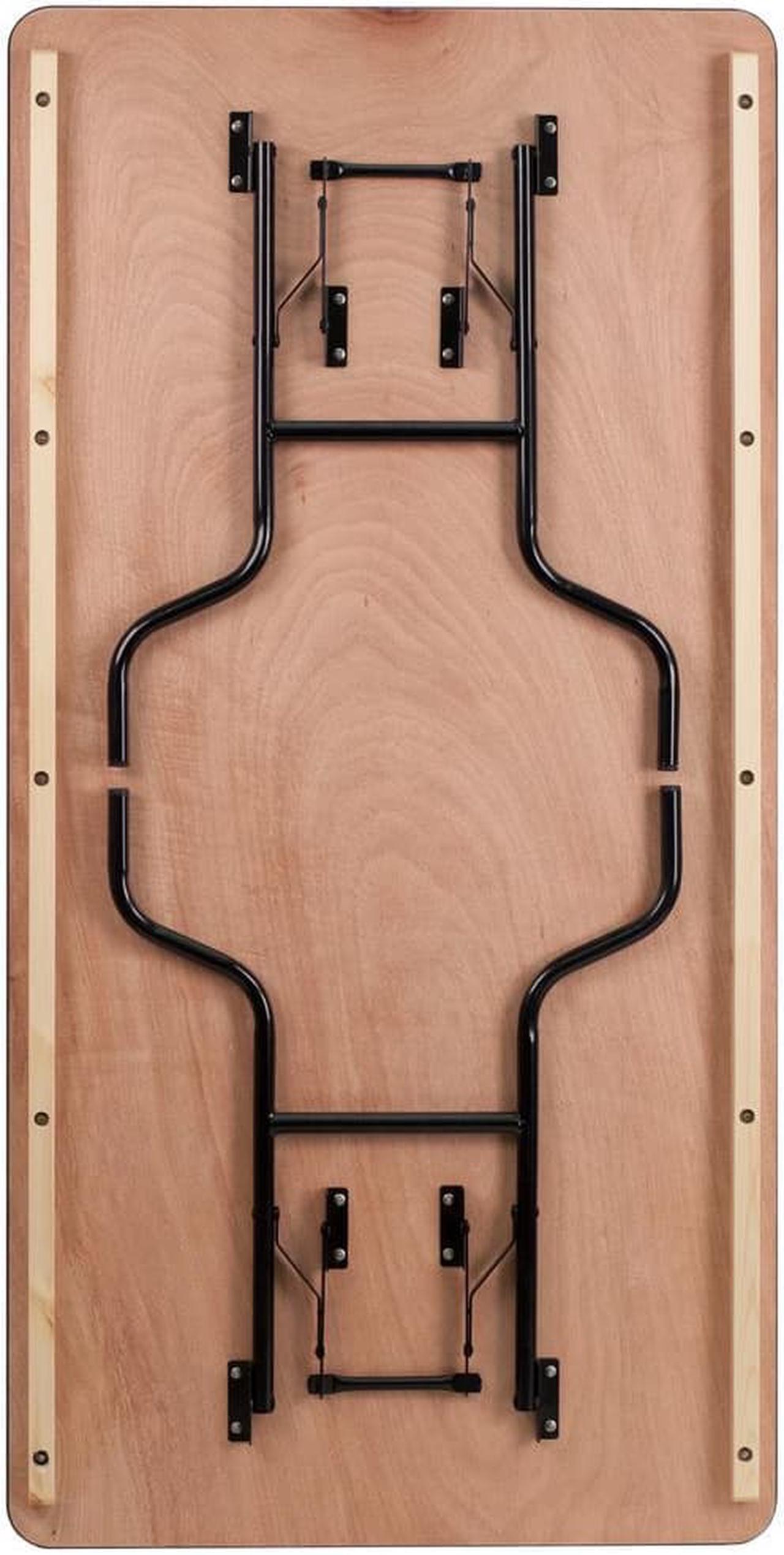 Alt view image 8 of 20 - 36'' x 72'' Rectangular Wood Folding Banquet Table with Clear Coated Finished Top