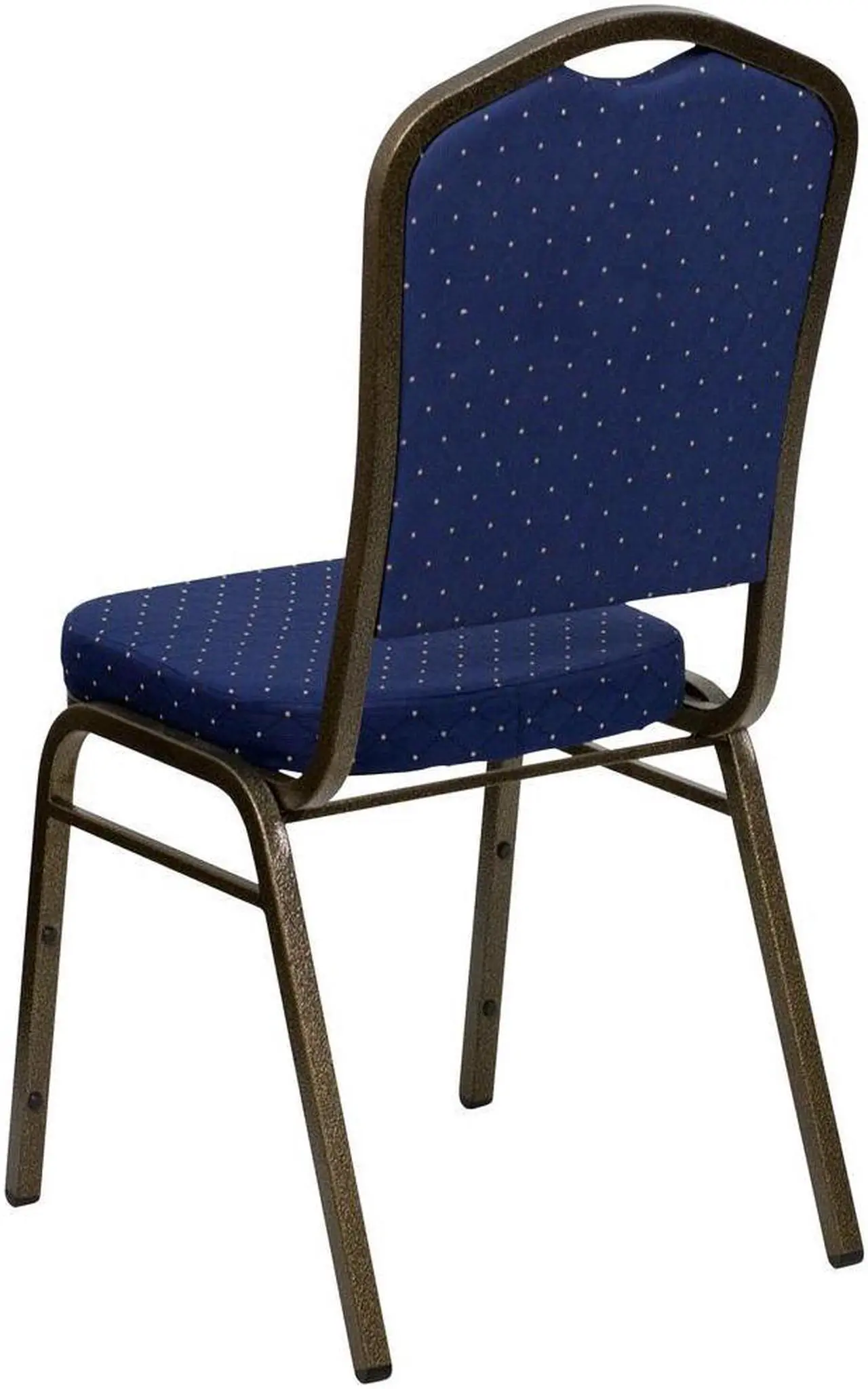 Alt view image 14 of 20 - HERCULES Series Crown Back Stacking Banquet Chair in Navy Blue Dot Patterned Fabric - Gold Vein Frame