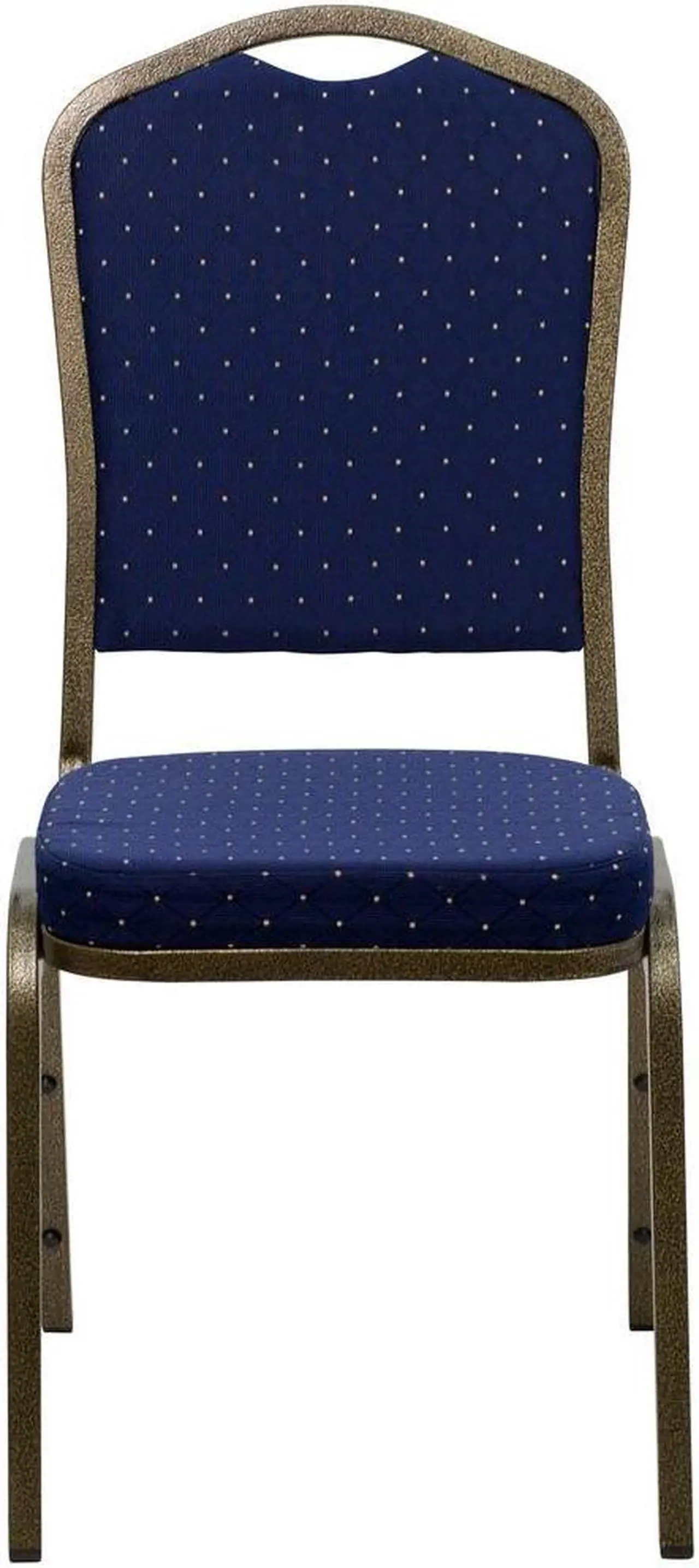 Alt view image 15 of 20 - HERCULES Series Crown Back Stacking Banquet Chair in Navy Blue Dot Patterned Fabric - Gold Vein Frame