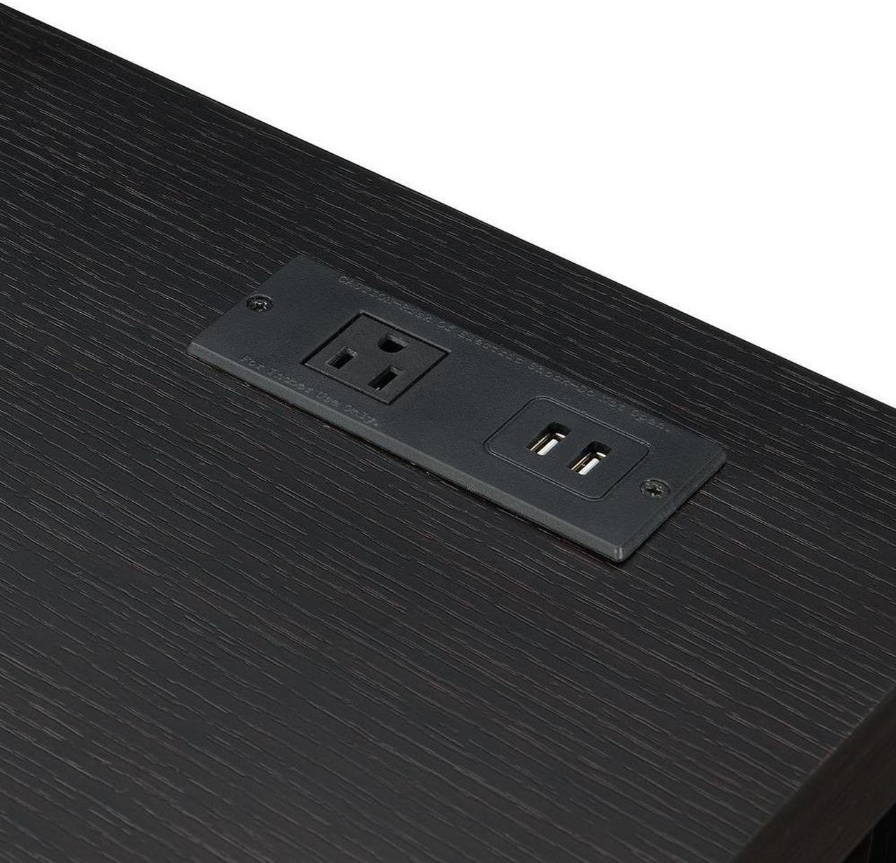 Alt view image 5 of 11 - Newport 2 Drawer Desk With Charging Station, Espresso/Black