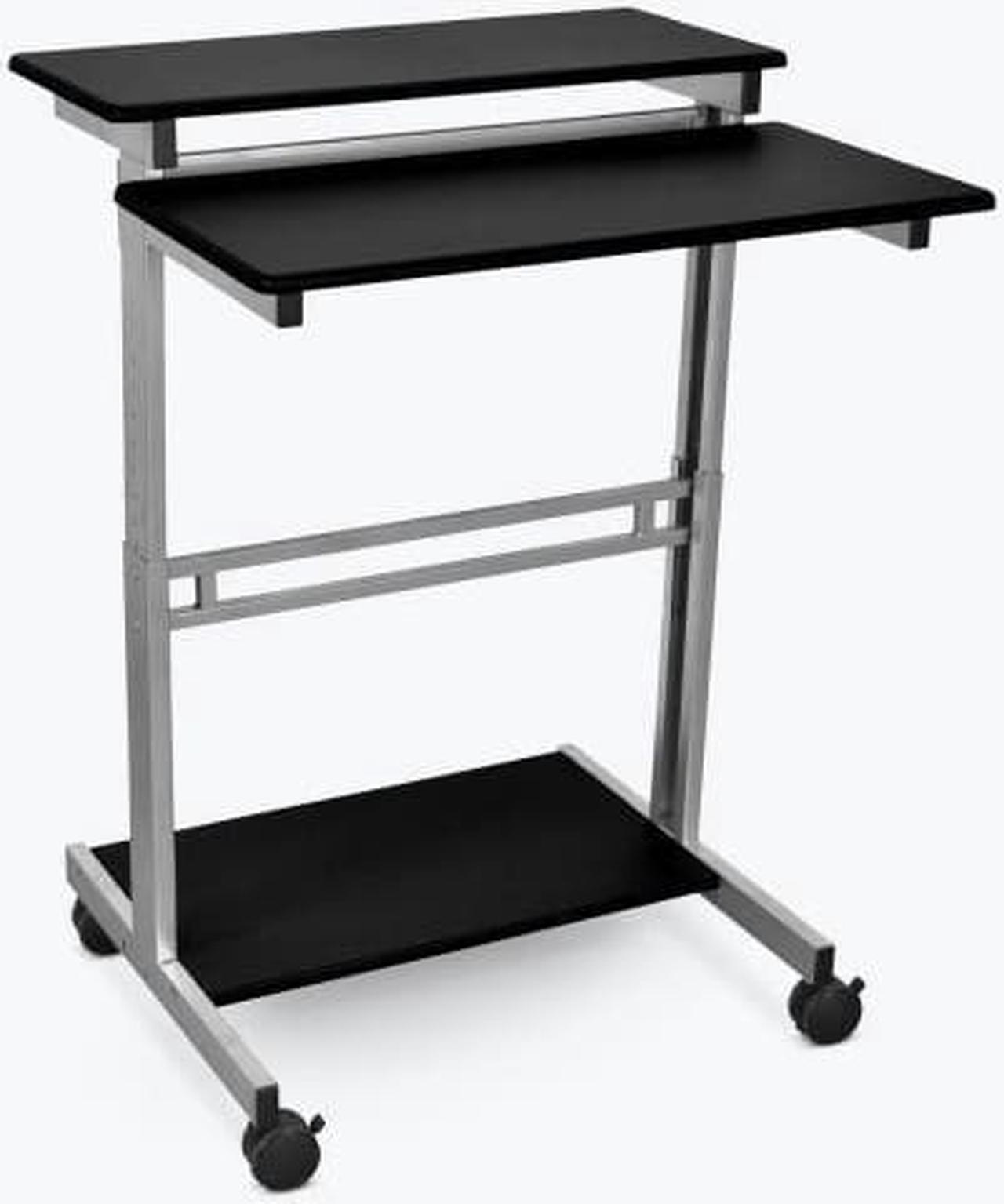 Alt view image 11 of 12 - Luxor 31.5"W Mobile Computer Workstation Cart Desk with Keyboard Tray (Grey/Black)