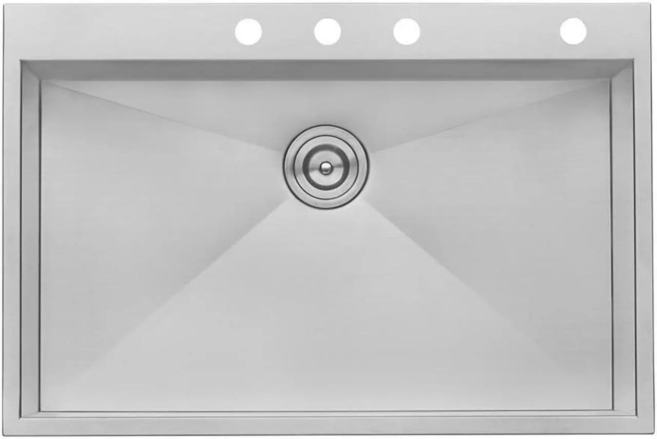 Alt view image 11 of 12 - ruvati 33 x 22 inch dropin topmount 16 gauge zeroradius stainless steel kitchen sink single bowl  rvh8001
