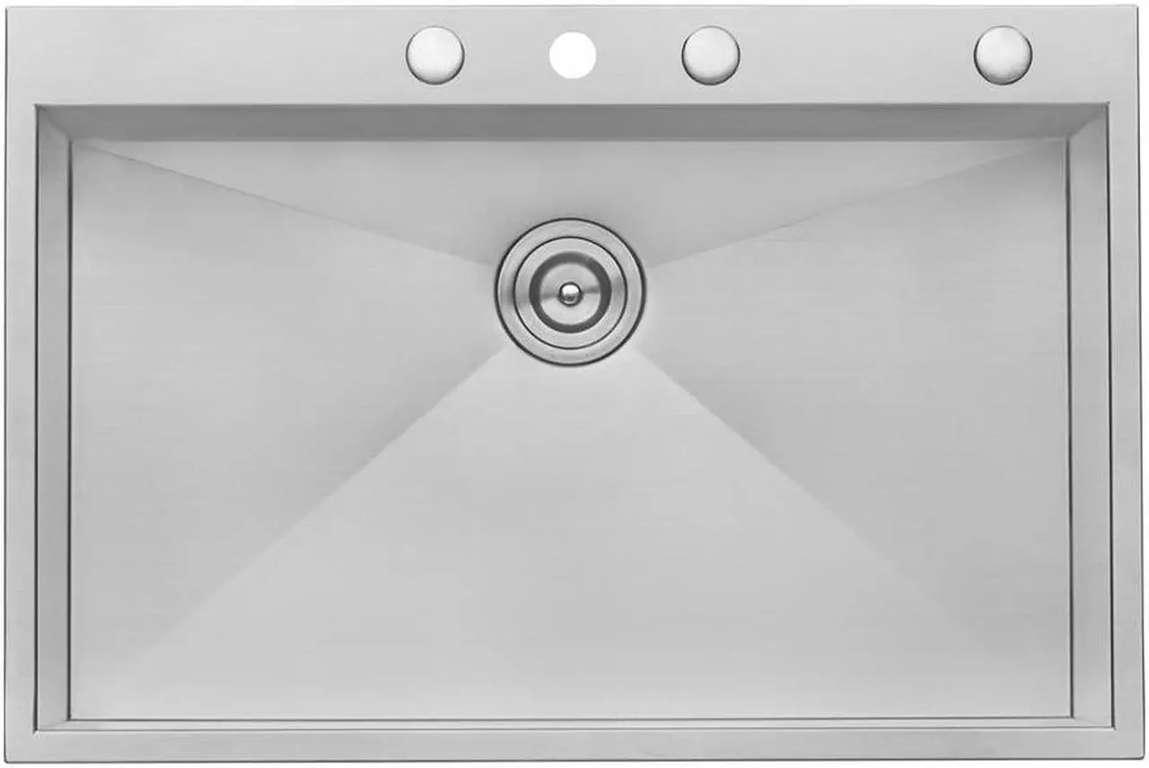 Alt view image 12 of 12 - ruvati 33 x 22 inch dropin topmount 16 gauge zeroradius stainless steel kitchen sink single bowl  rvh8001