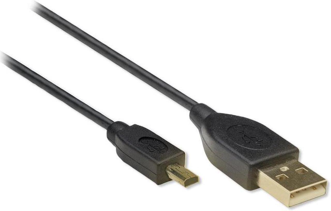 Retail USB 2 AB Mini 4 Cable BK, 6ft