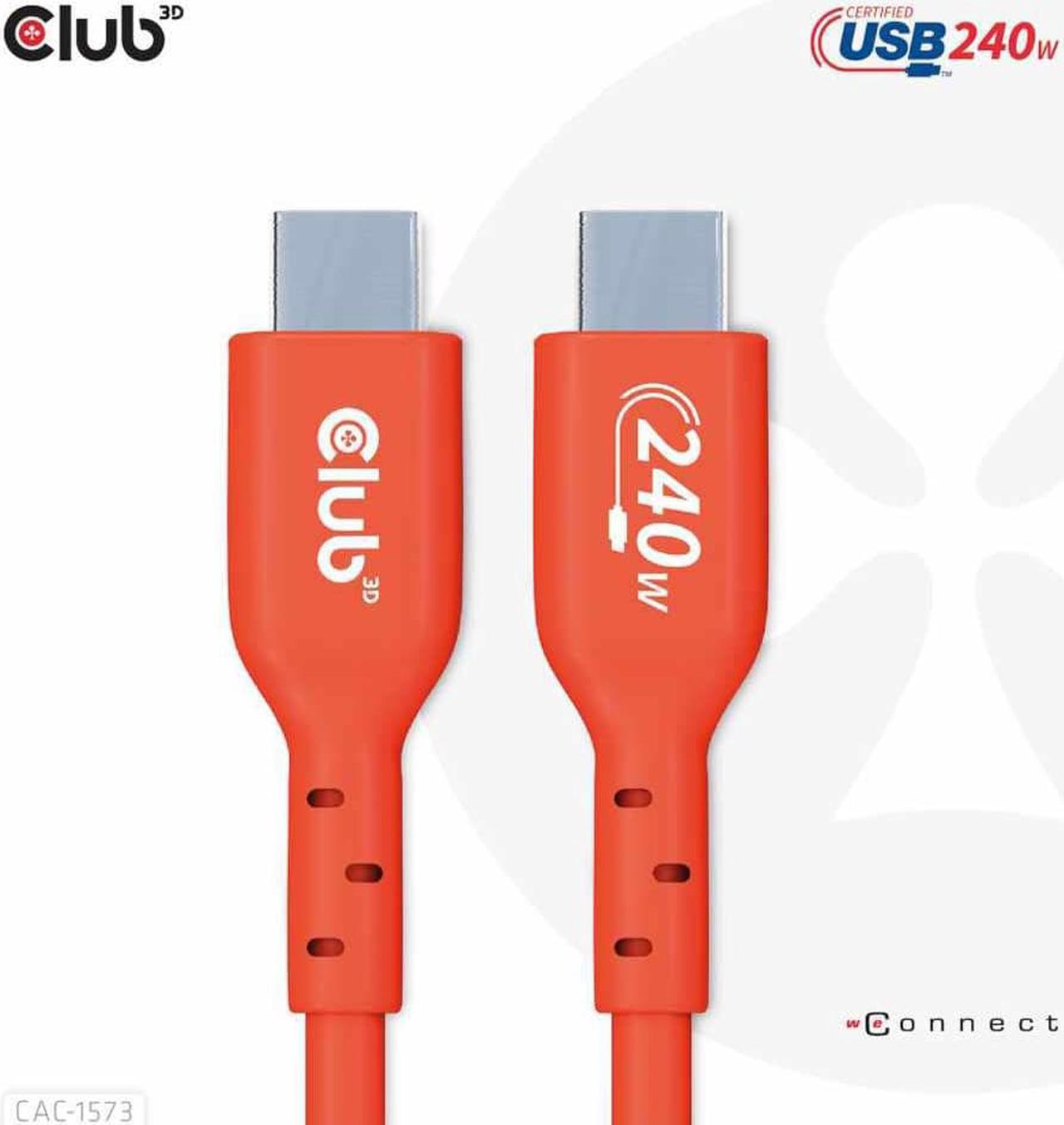Alt view image 12 of 13 - club 3d usb2 type-c bi-directional usb-if certified cable, data 480mb, pd 240w(48v/5a) epr m/m 2m/6.56ft cac-1573