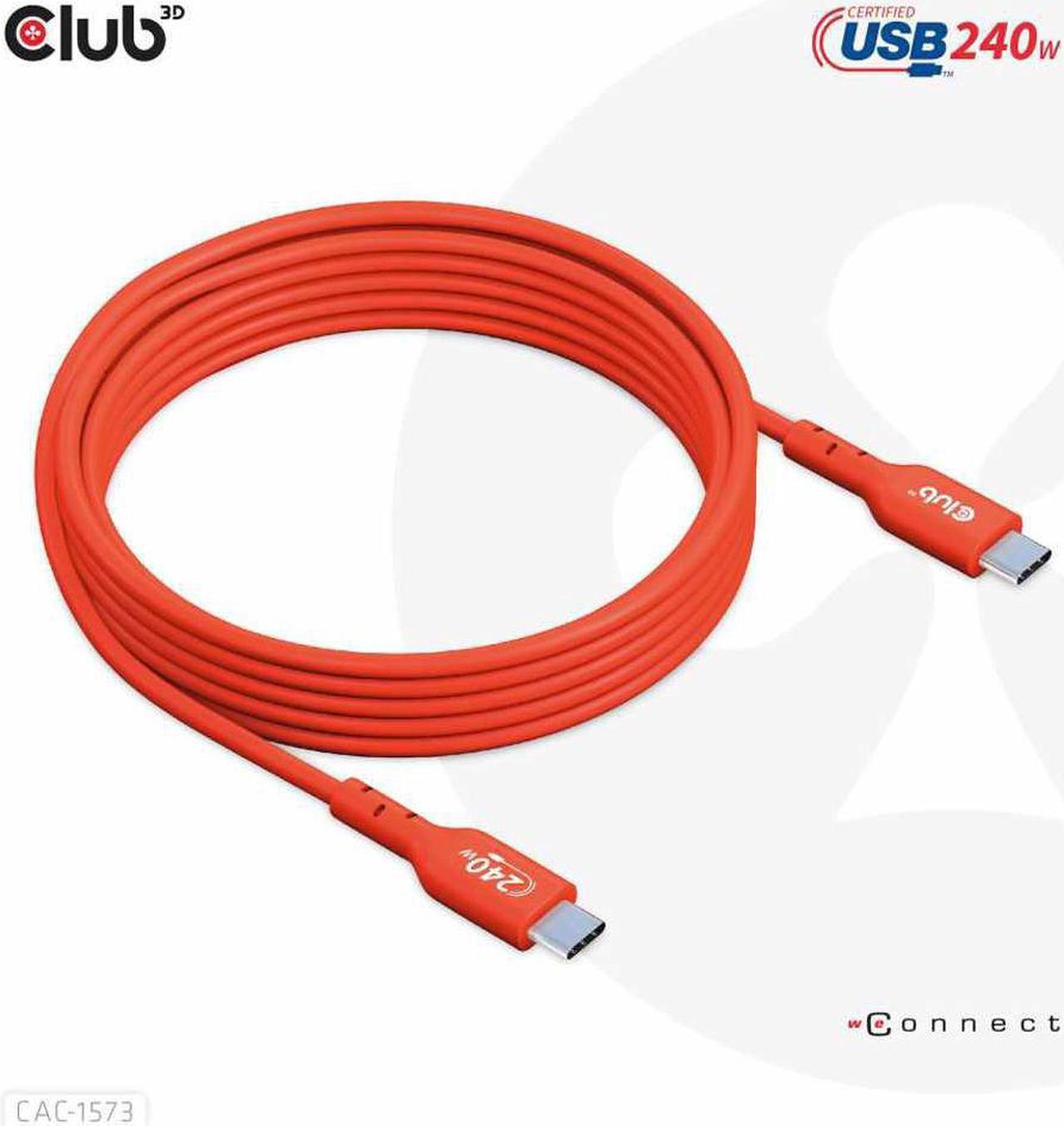 Alt view image 10 of 13 - club 3d usb2 type-c bi-directional usb-if certified cable, data 480mb, pd 240w(48v/5a) epr m/m 2m/6.56ft cac-1573