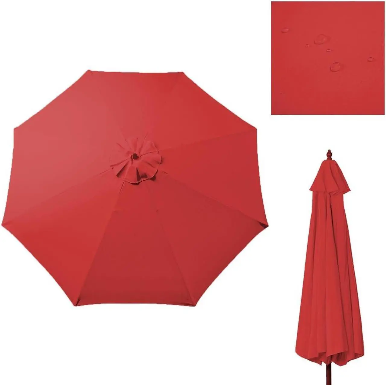 Main image of Outdoor 9 Ft Umbrella Cover Canopy Replacement Top for 8 Ribs - Red